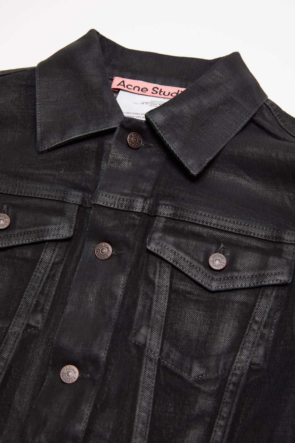 Fitted denim jacket, Black, 2000x