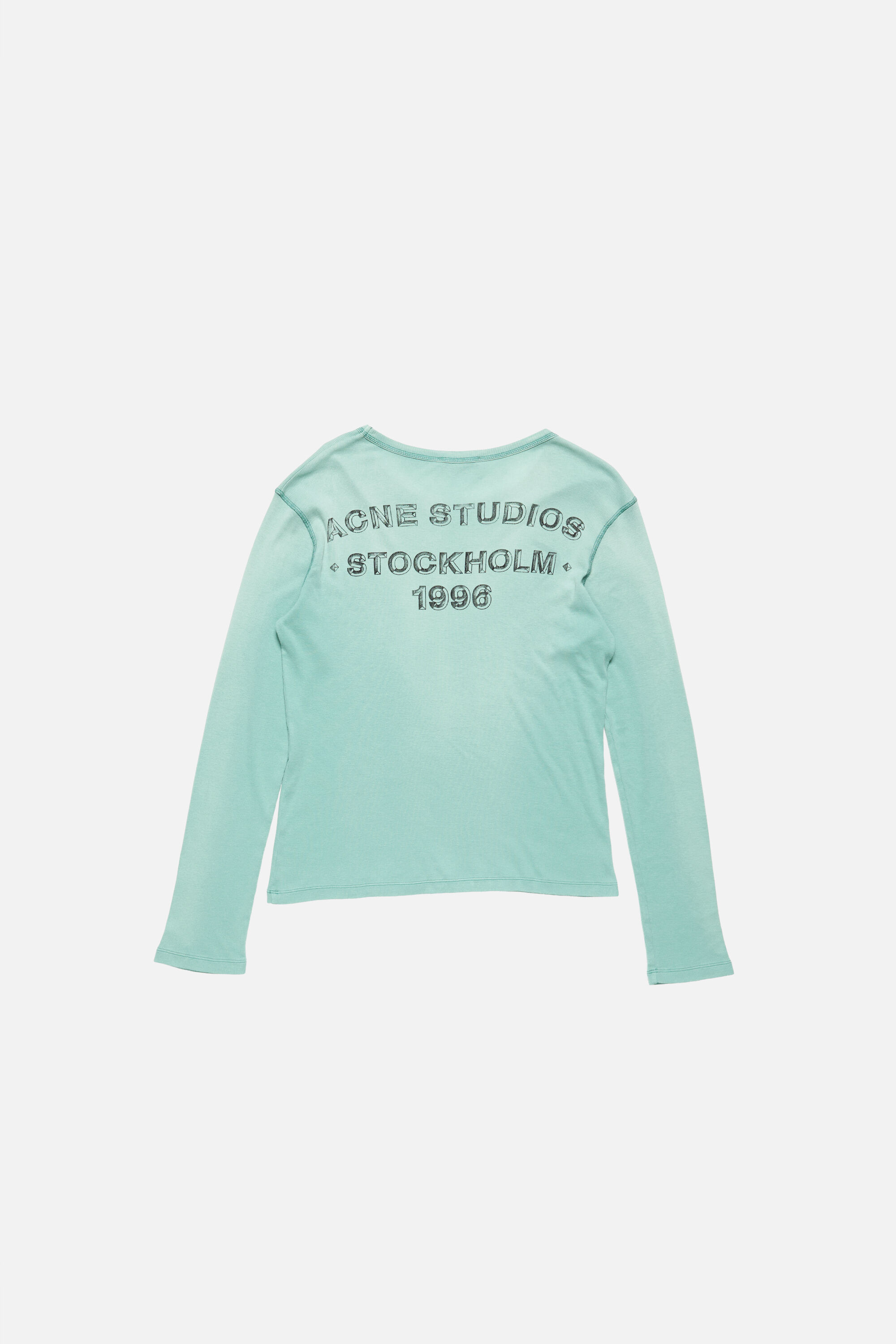 Acne Studios ミントグリーン Tシャツ S Acne Studios - スプレー加工ロゴTシャツ - ミントグリーン