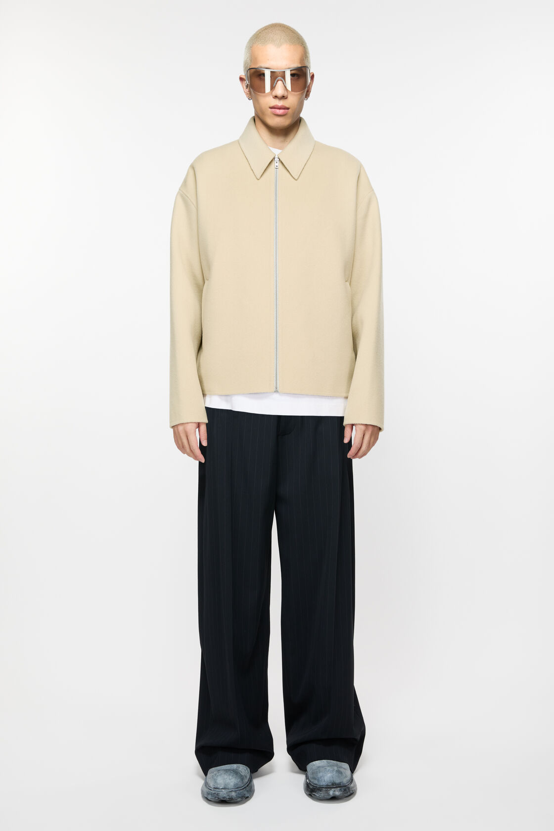 Wool zipper jacket, Oat beige, 2000x