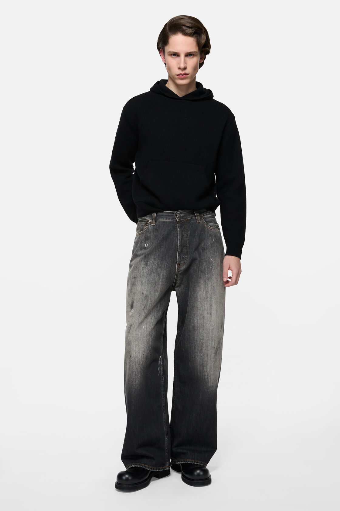 Cashmere hoodie, Black, 2000x