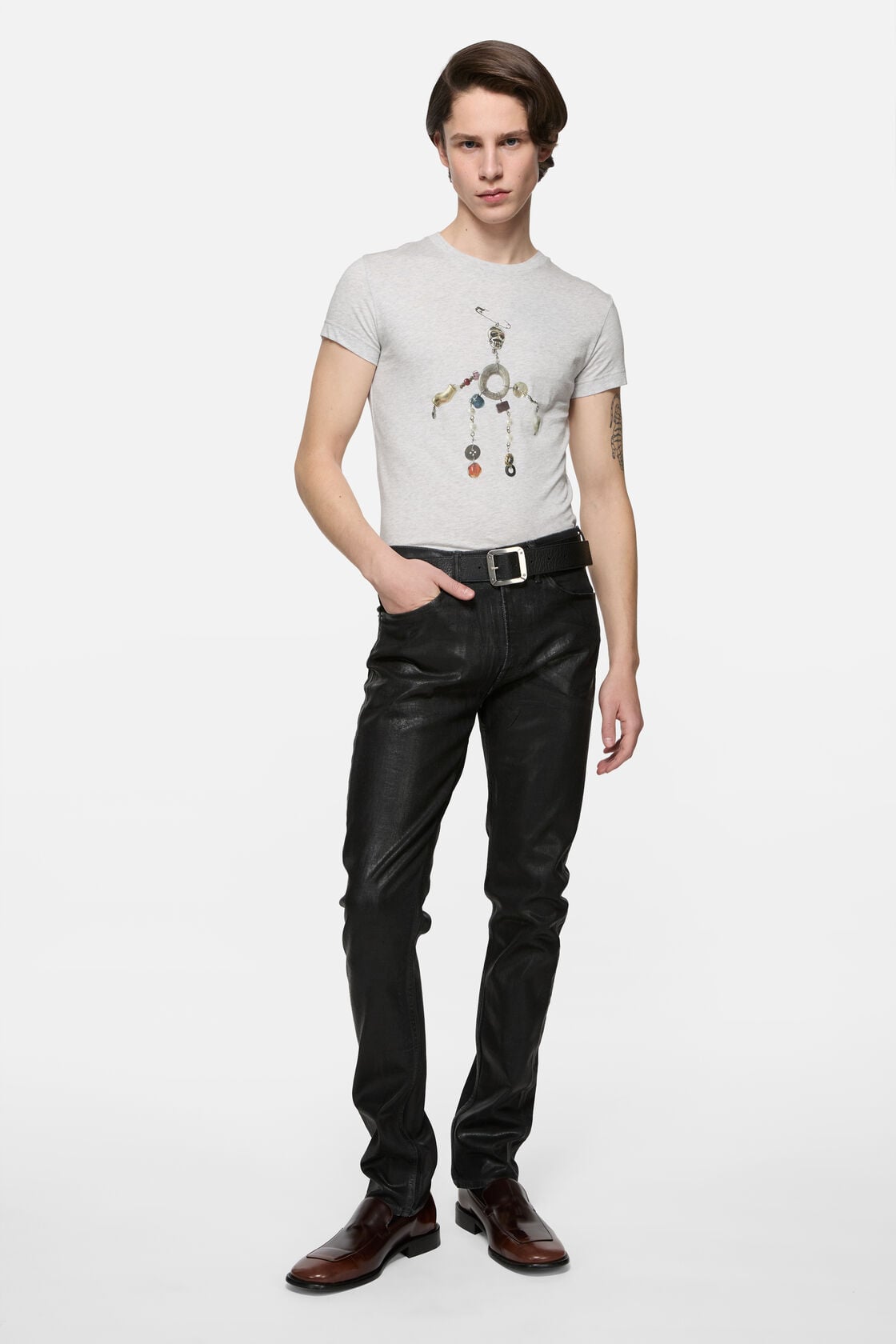 Fitted graphic t-shirt, Grey Melange, 2000x