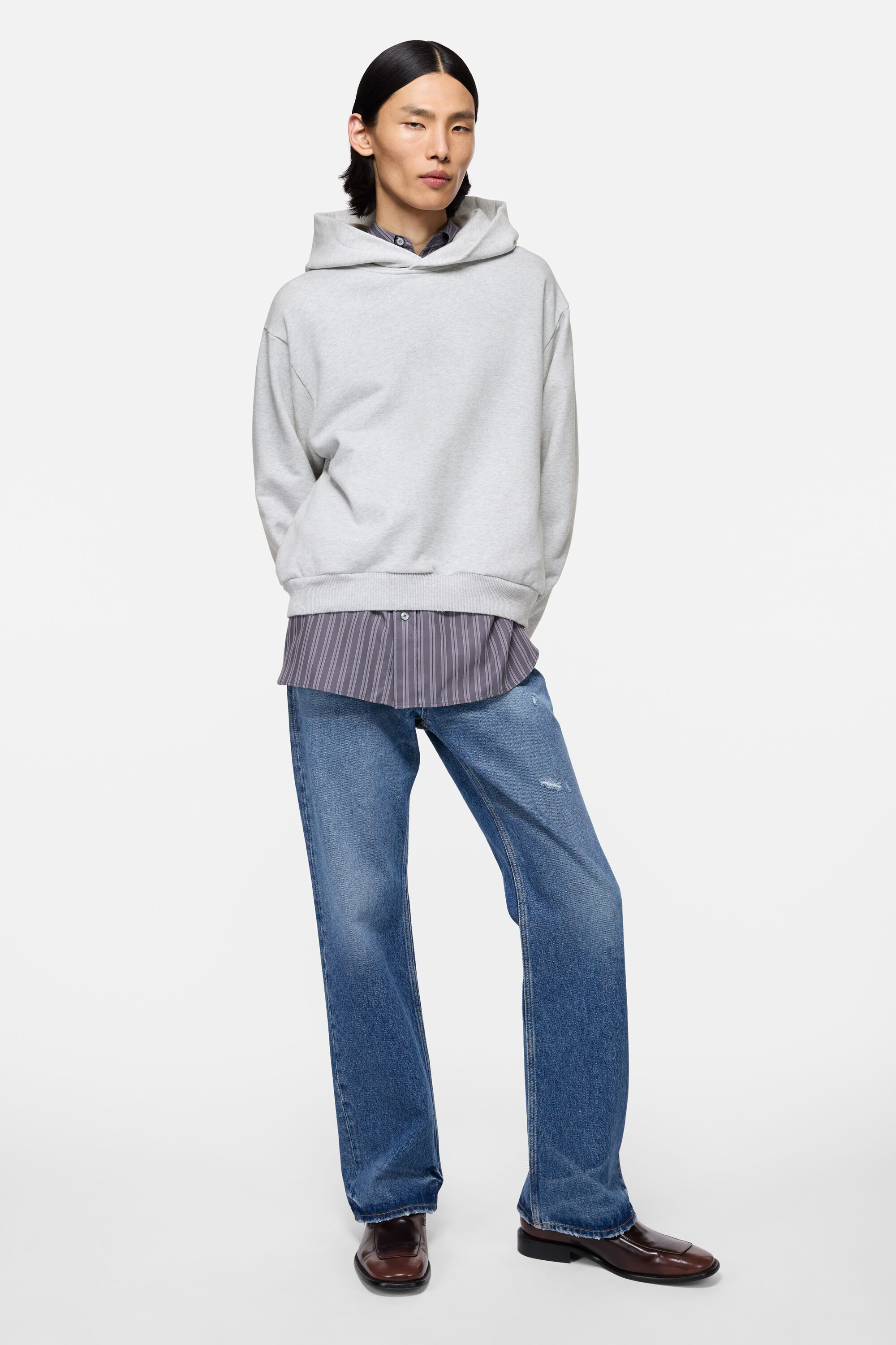 Acne Studios - ロゴフーディセーター - ペールグレーメランジ