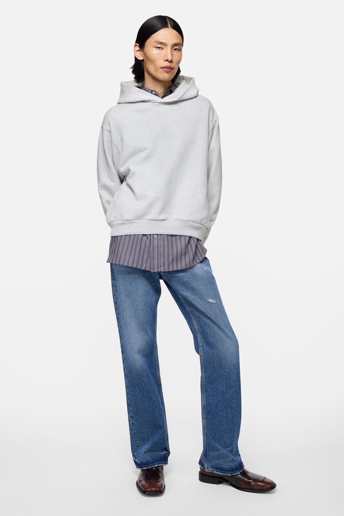 Fleece logo hoodie, Pale Grey Melange, 2000x