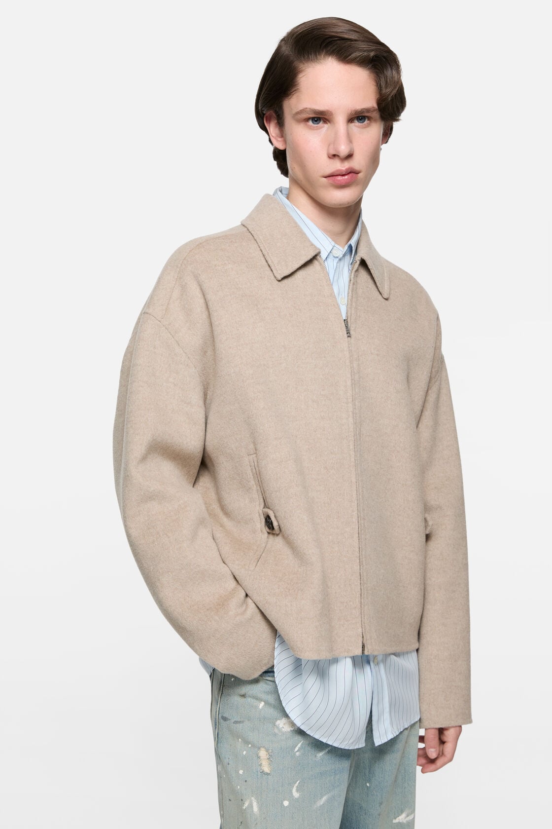 Cashmere blend jacket, Oatmeal melange, 2000x