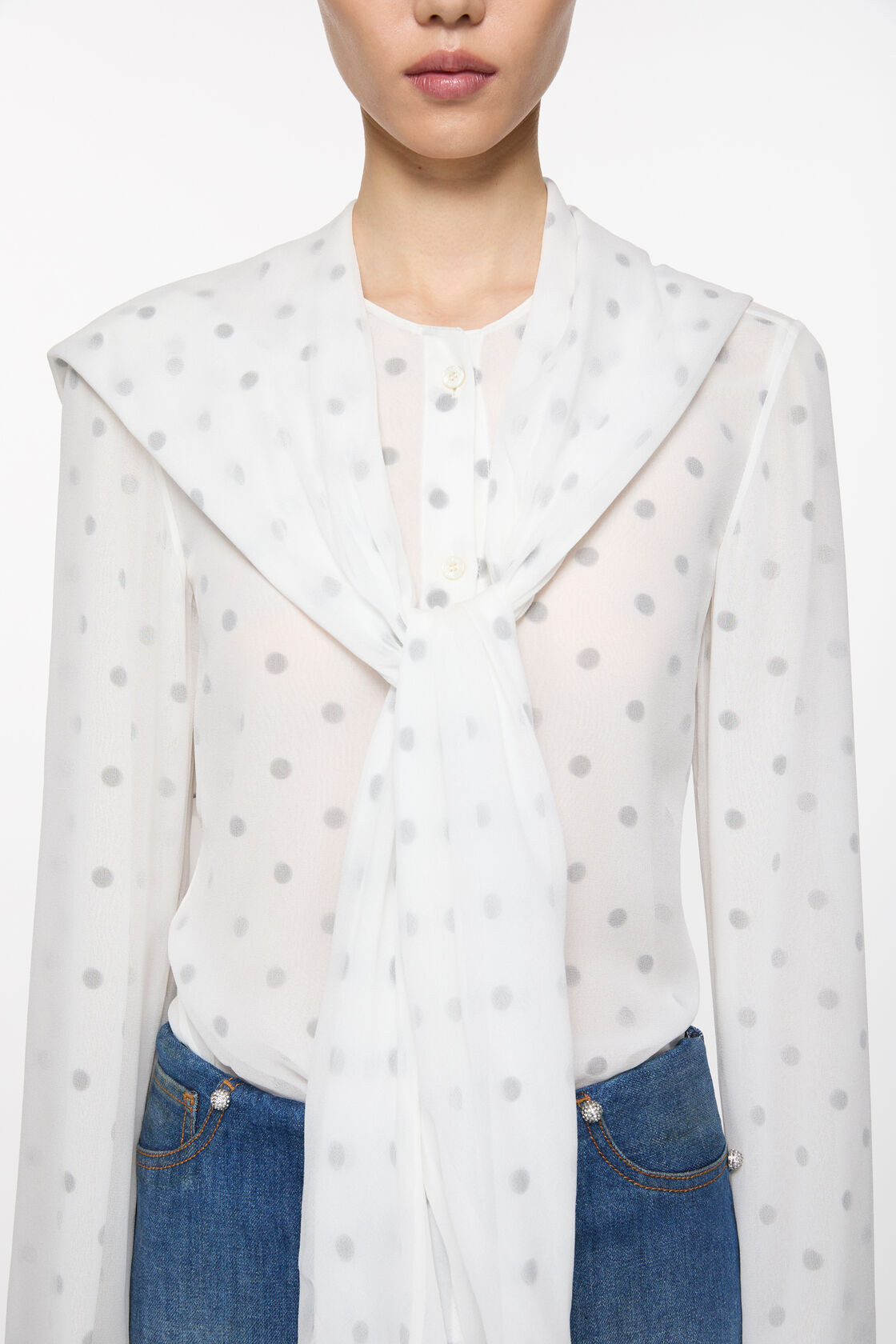 Layered blouse, Black/white, 2000x