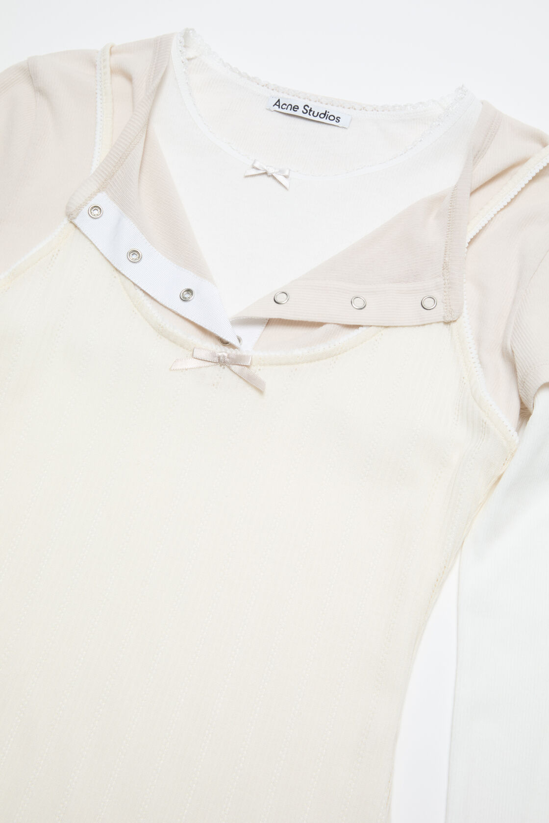 Layered jersey shirt with bow, White/Off White, 2000x