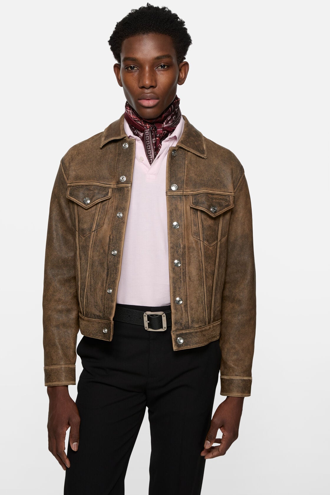 Vintage leather jacket, Brown/black, 2000x