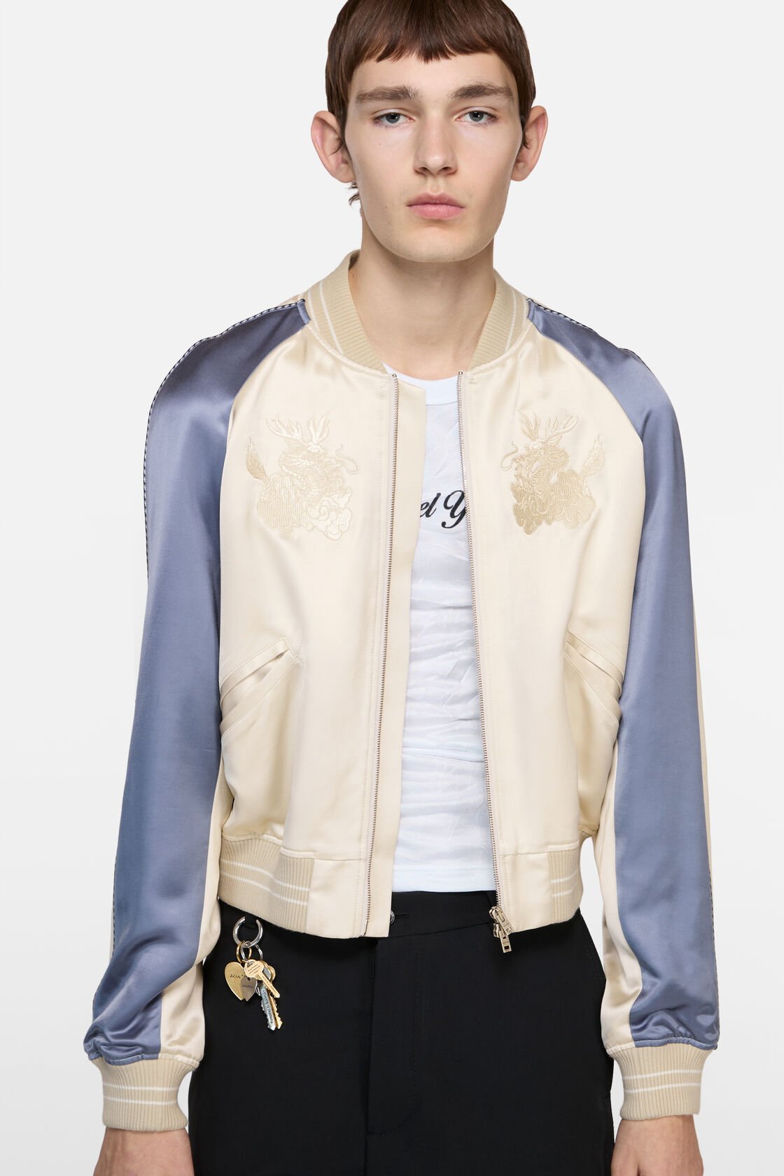 Satin bomber jacket, Light taupe, 2000x