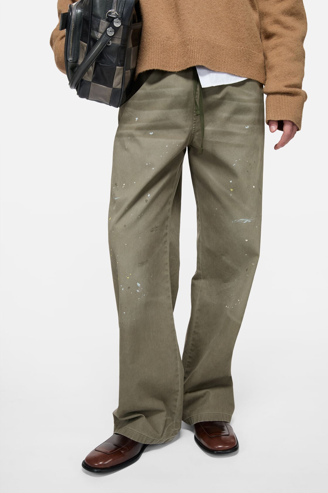 Washed cotton trousers, Dusty green, 2000x