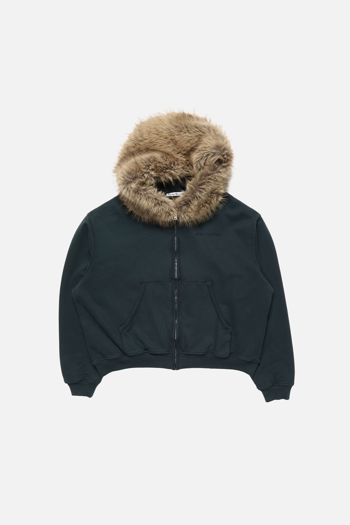 Sweater with faux fur hood, Dark navy, 2000x