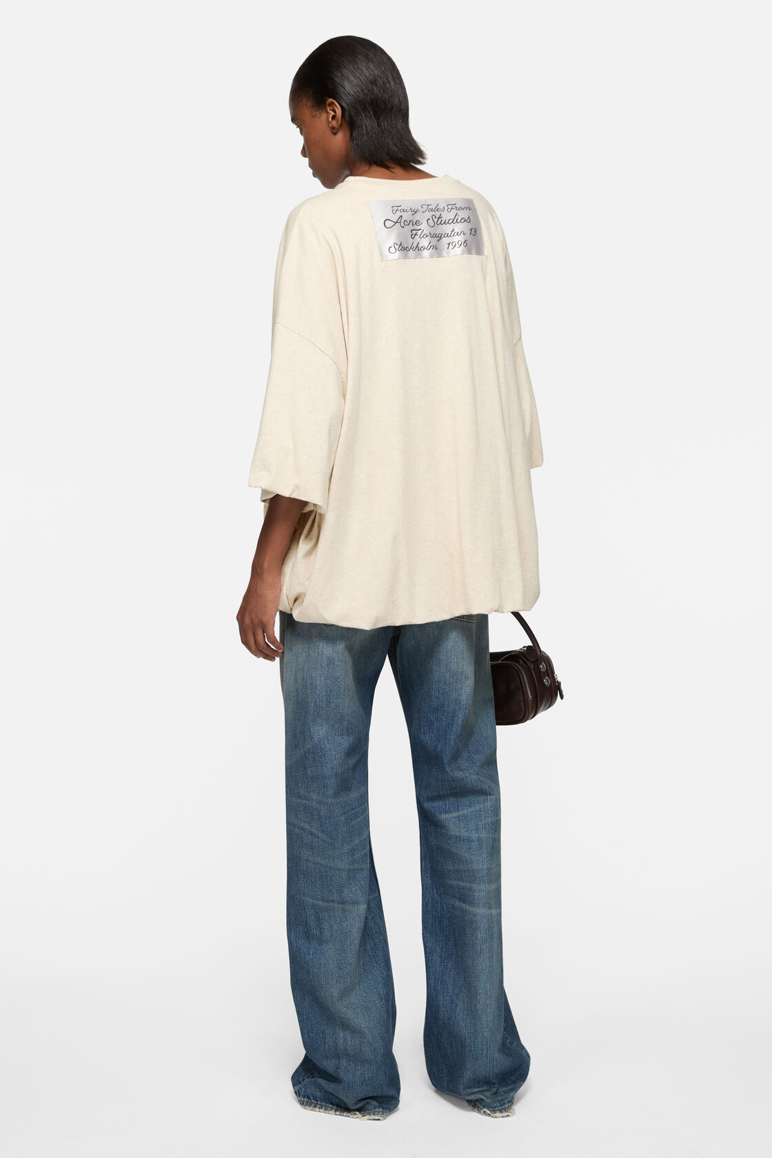 Gathered t-shirt with logo, Beige melange, 2000x