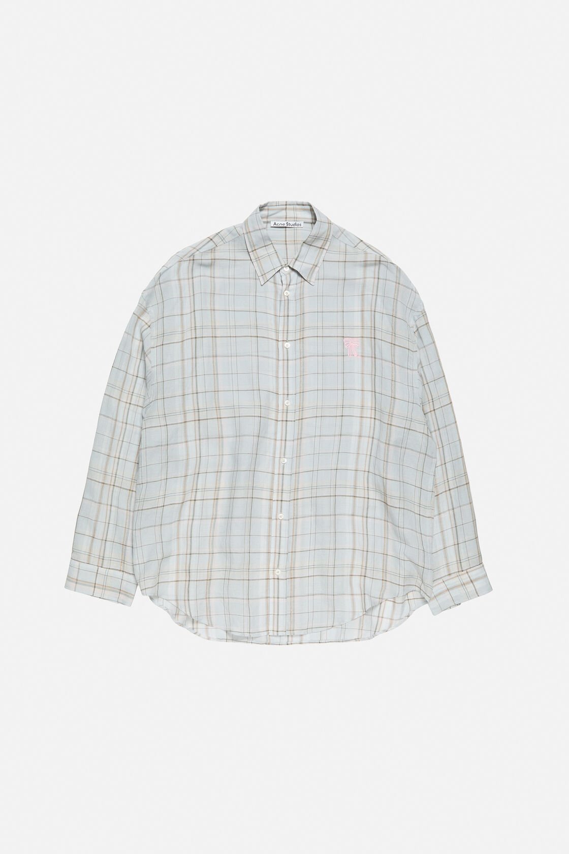 Linen check button-up, Grey/pink, 2000x