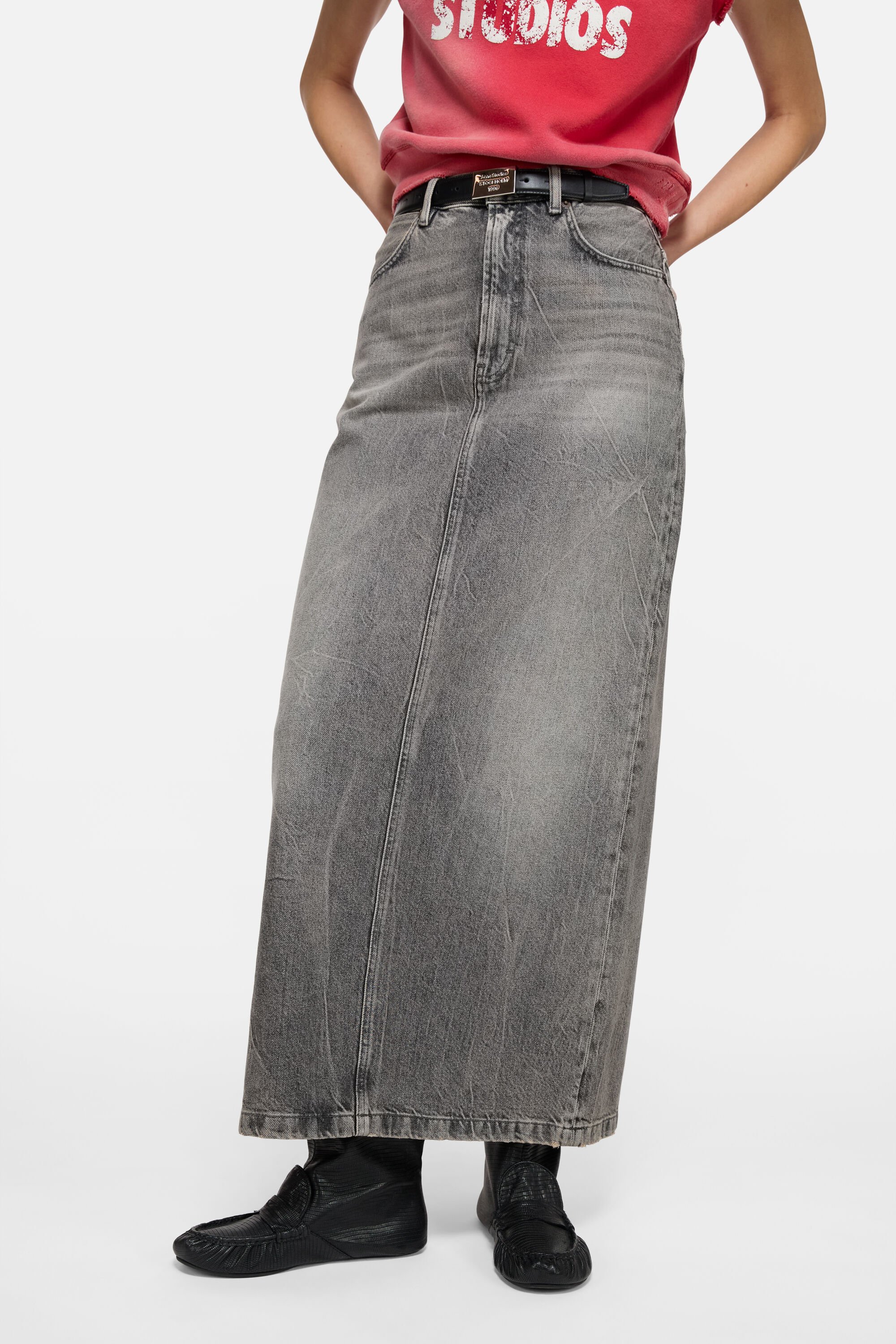 Acne Studios - ロングデニムスカート - ウォッシュドブラック