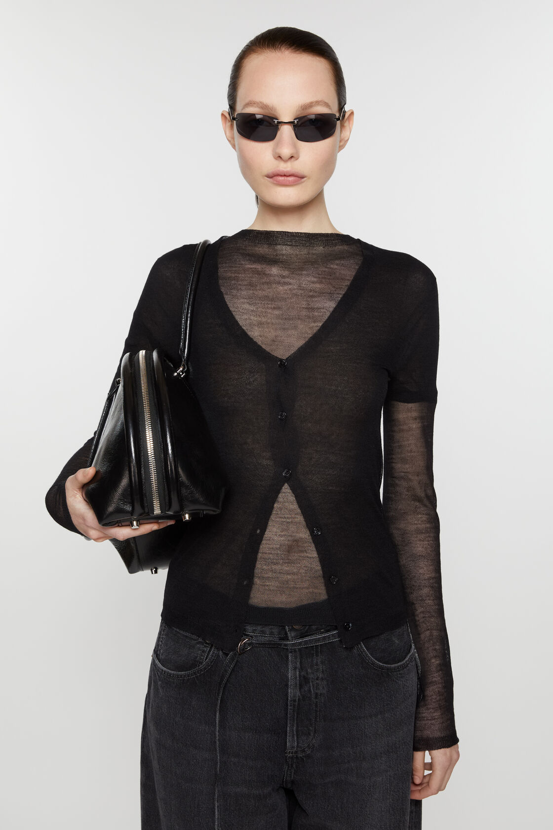 Lightweight cardigan, Black, 2000x