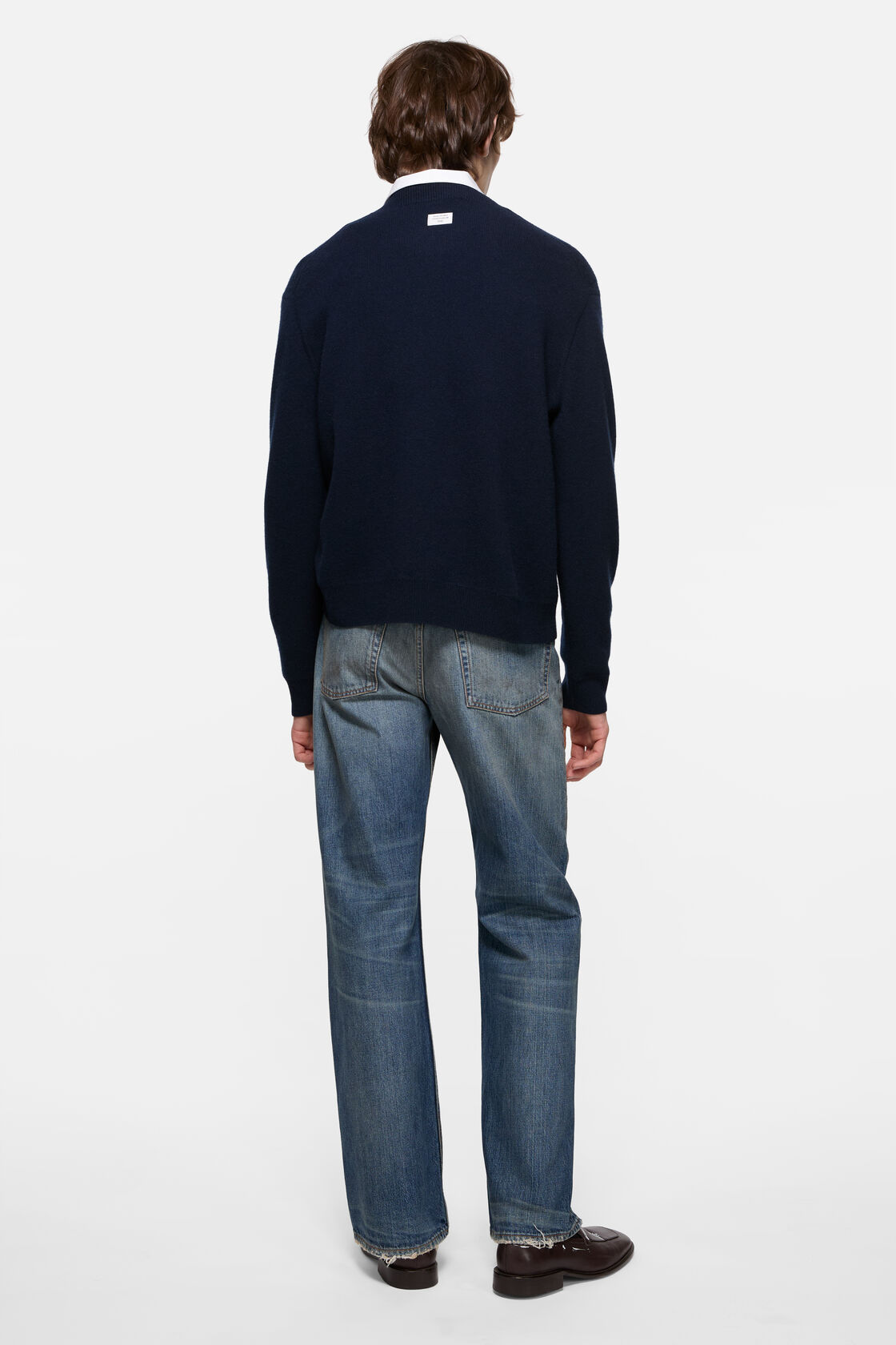 Cashmere sweater with logo, Ink blue, 2000x