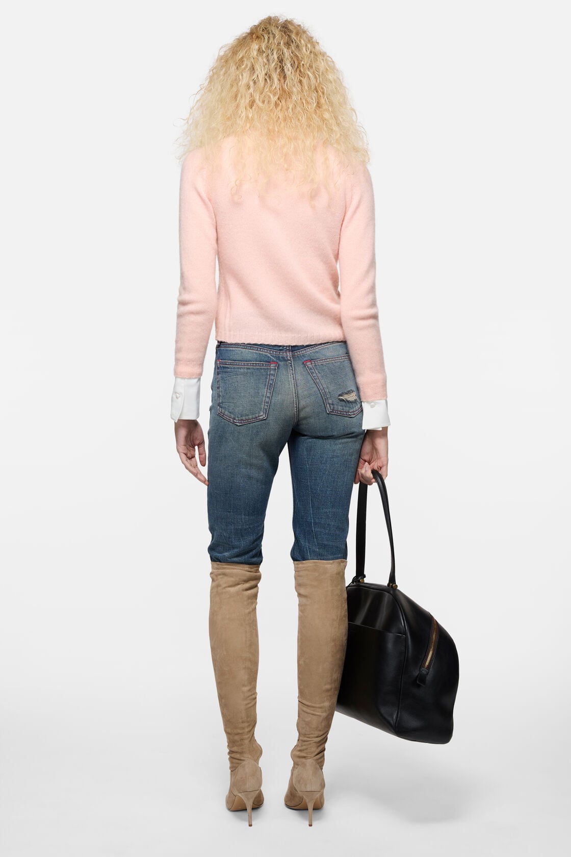 Cashmere V-Neck Cardigan, Light Rose Pink, 2000x