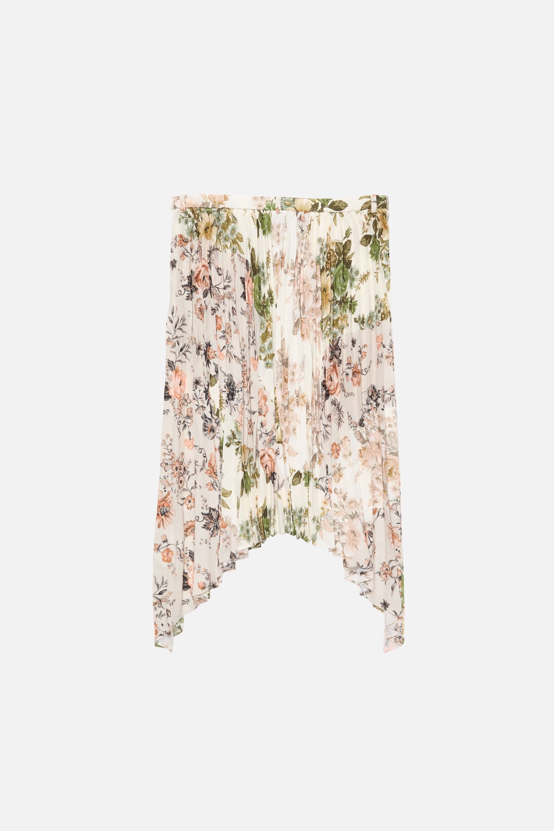 Pleated midi skirt, Beige/white, 2000x