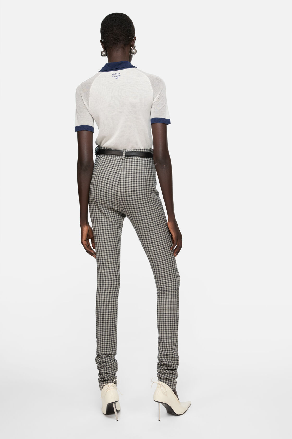 半袖Vネックセーター, ホワイト/ネイビー, 2000x