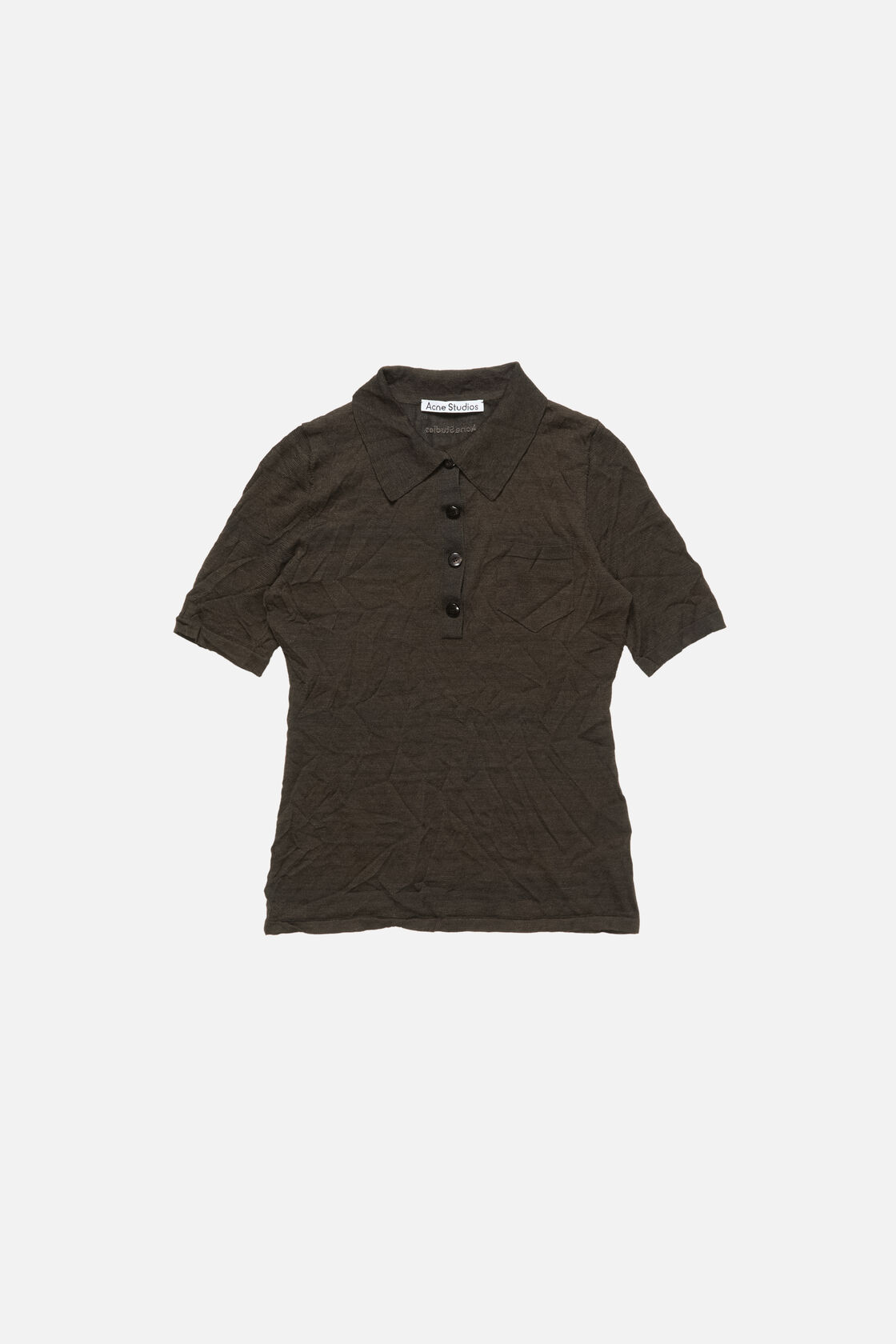 Silk polo knit, Dark brown melange, 2000x