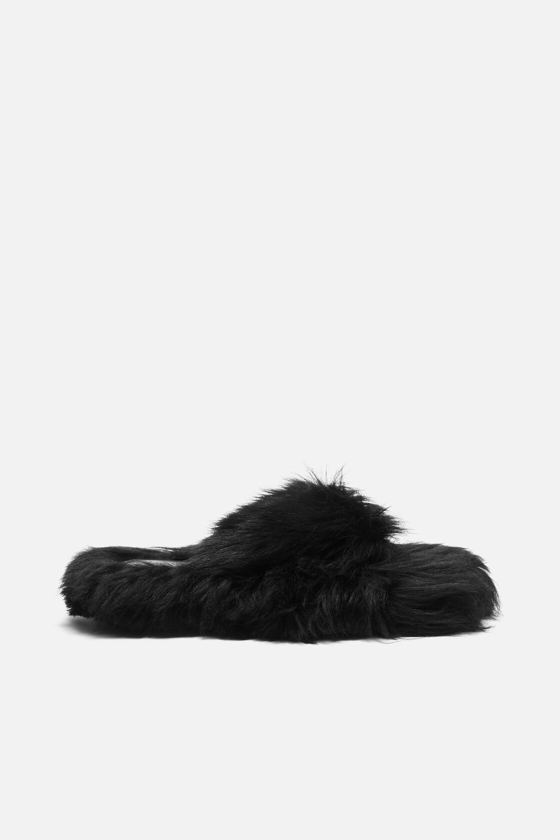 Shearling sandals, Black, 2000x