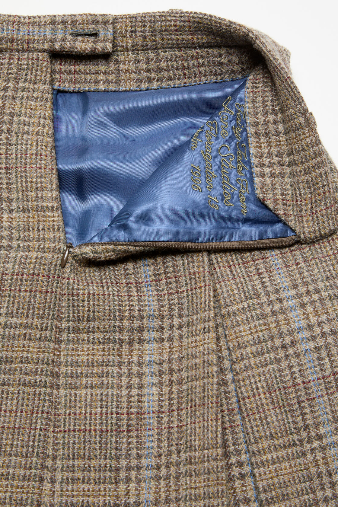 Long pleated wool skirt, Brown/blue multi, 2000x