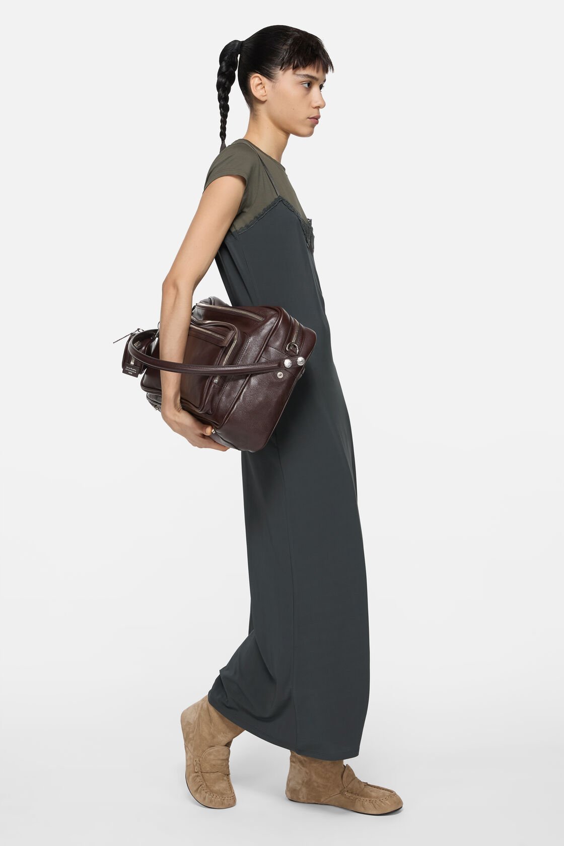 Layered jersey dress, Grey/anthracite, 2000x