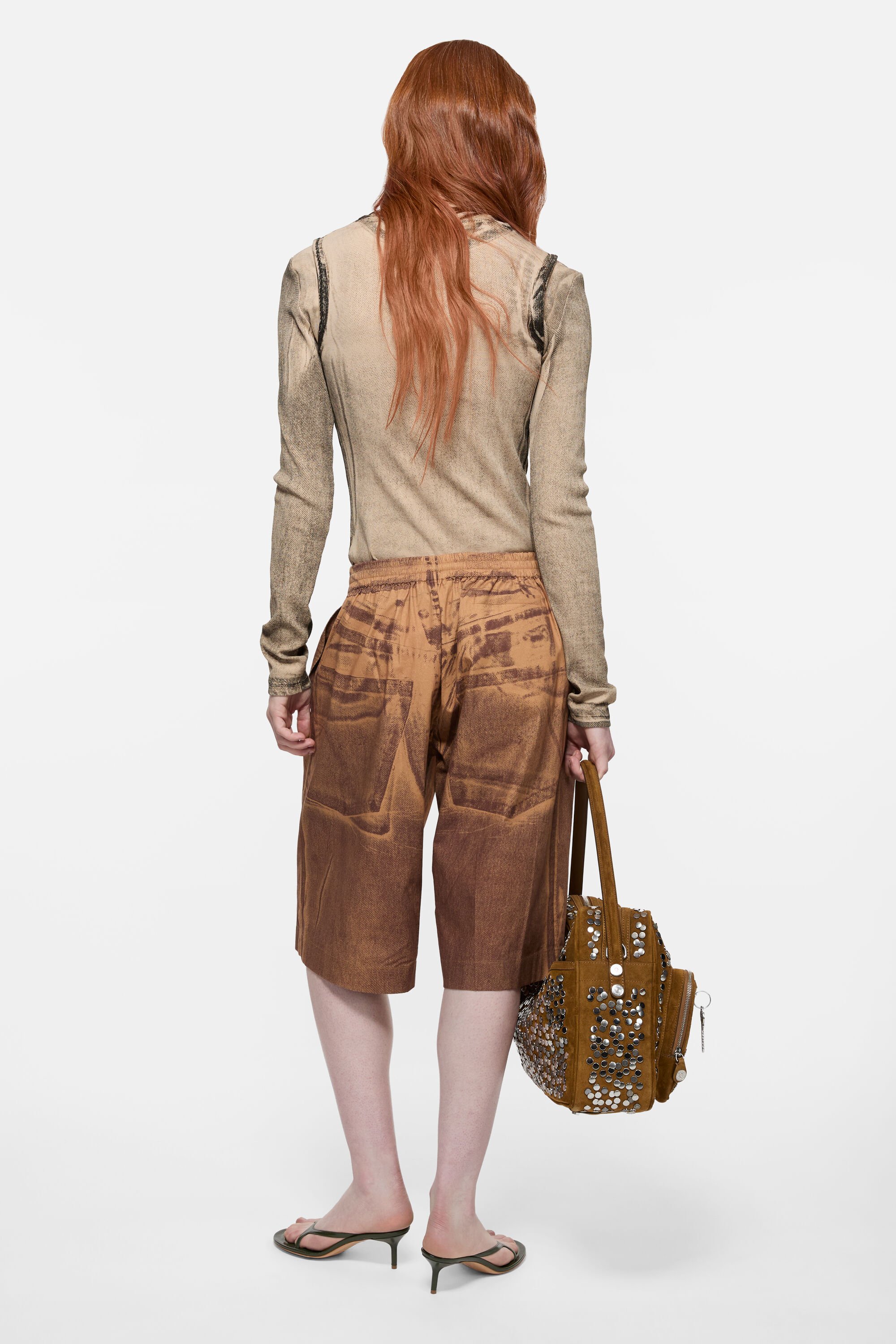 Acne アシンメトリーTops Acne Studios - Layered Printed T-shirt - Pumpkin orange
