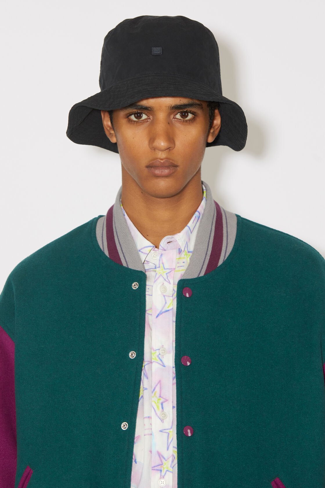 Micro face patch bucket hat, Black, 2000x