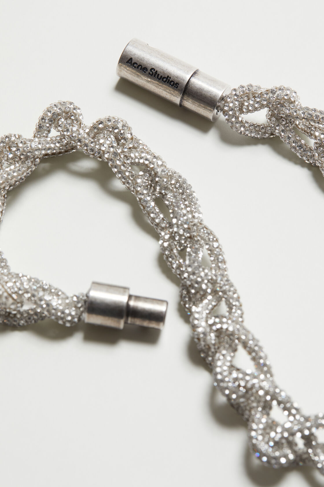 Crystal cord necklace, Antique silver/silver, 2000x