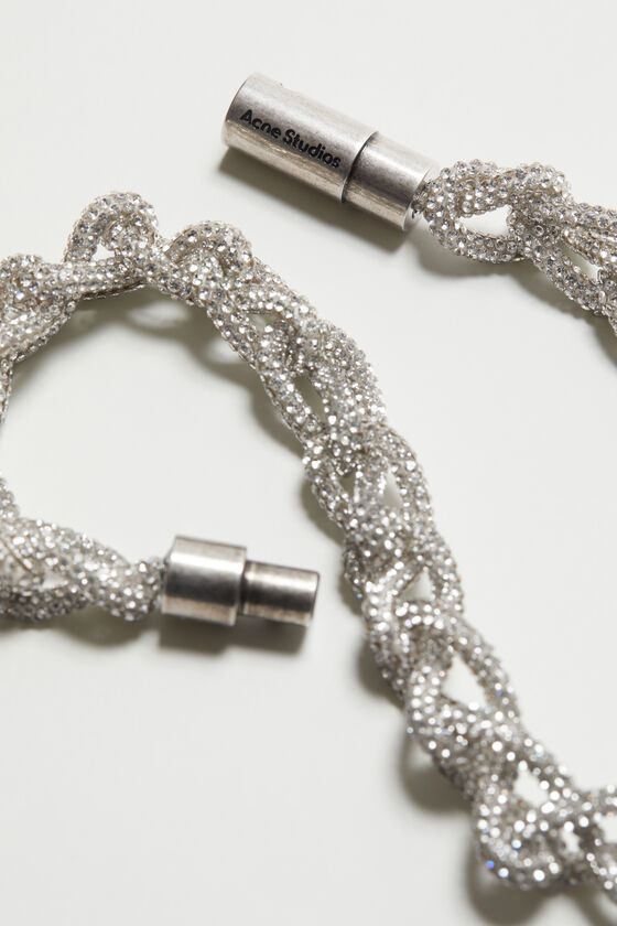 Crystal cord necklace, Antique silver/silver, 2000x