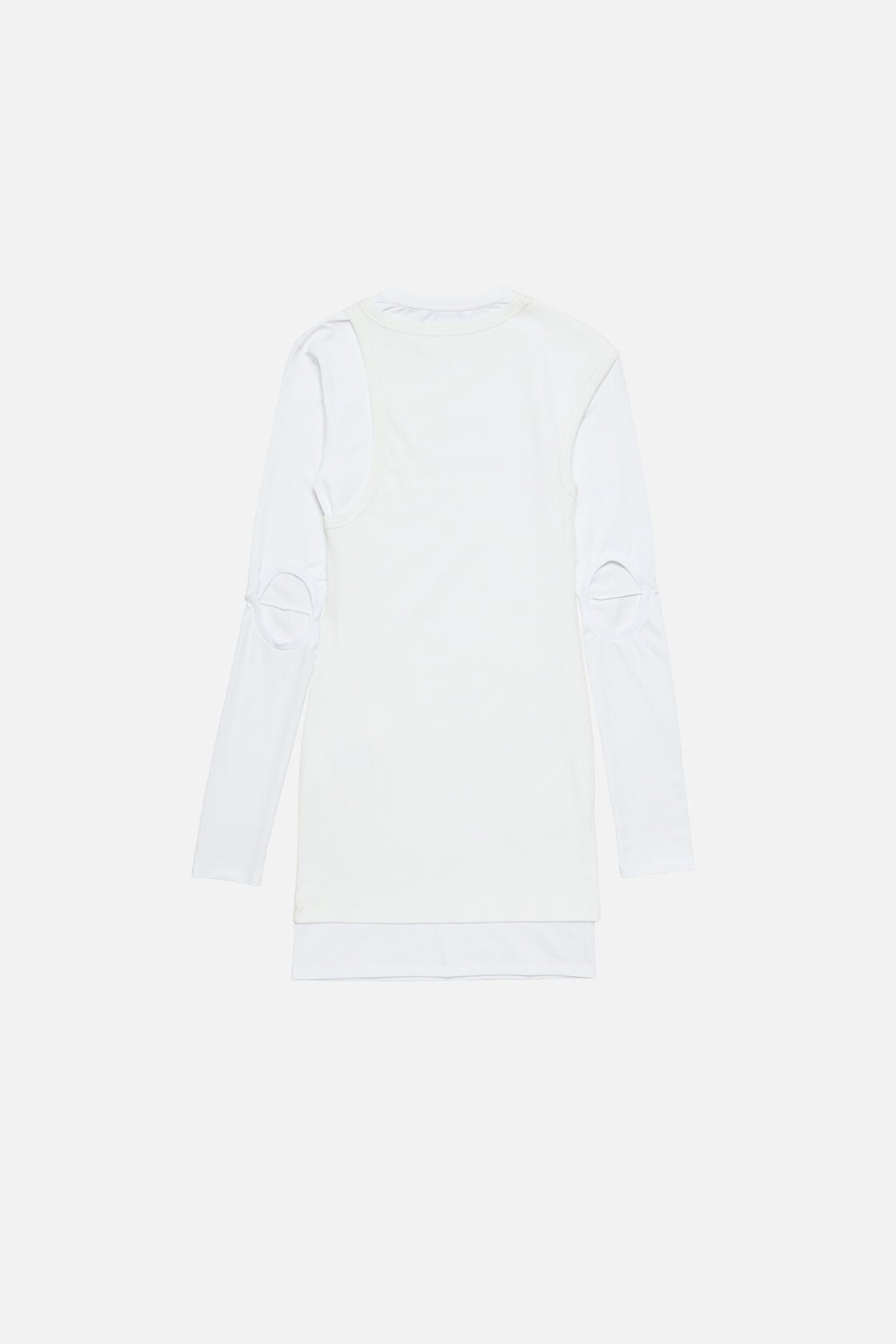 Layered Cotton Mini Dress, White, 2000x