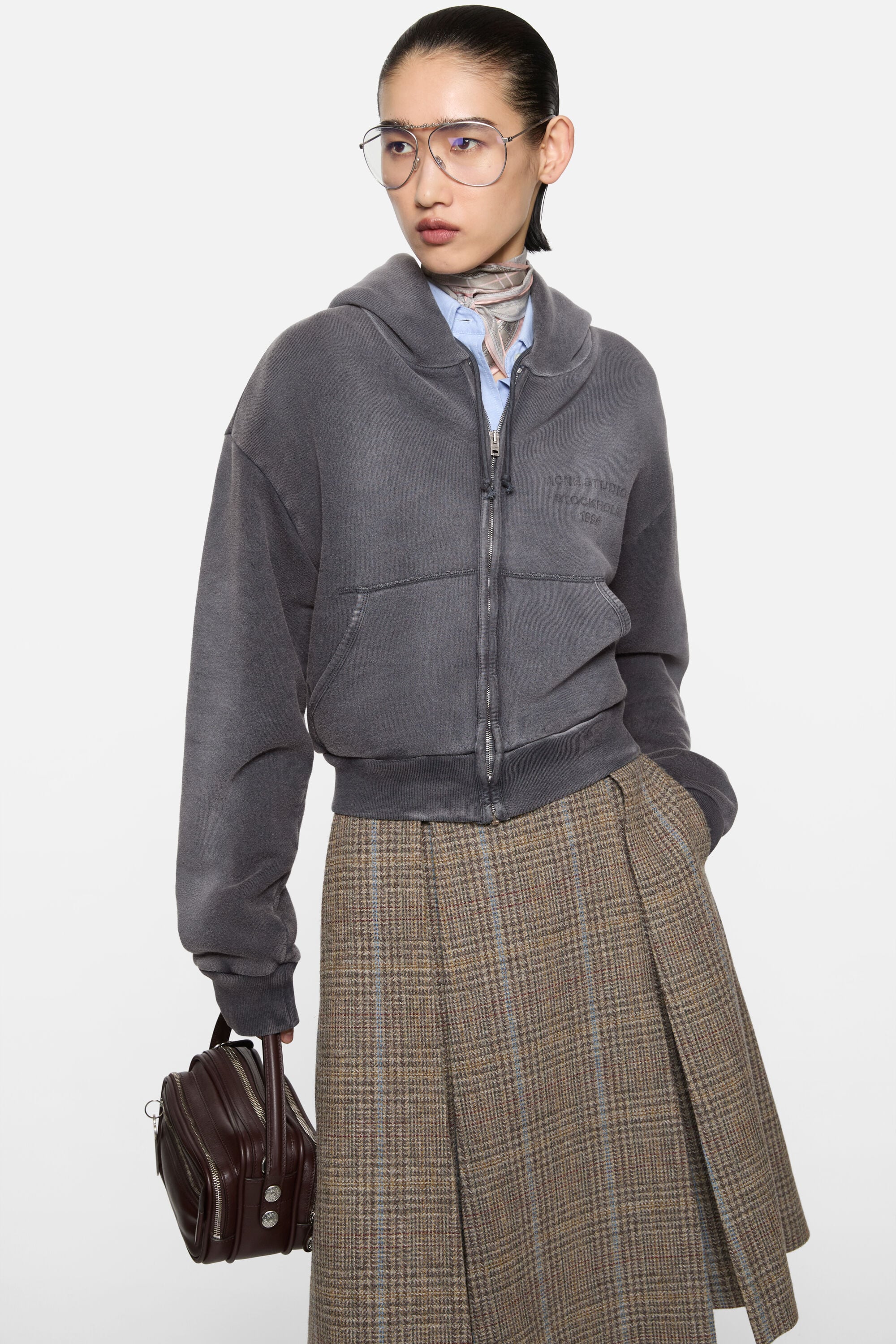 美品Acne Studios ダークグレー ジップアップジャケット Acne Studios - Sprayed zip hoodie - Faded black