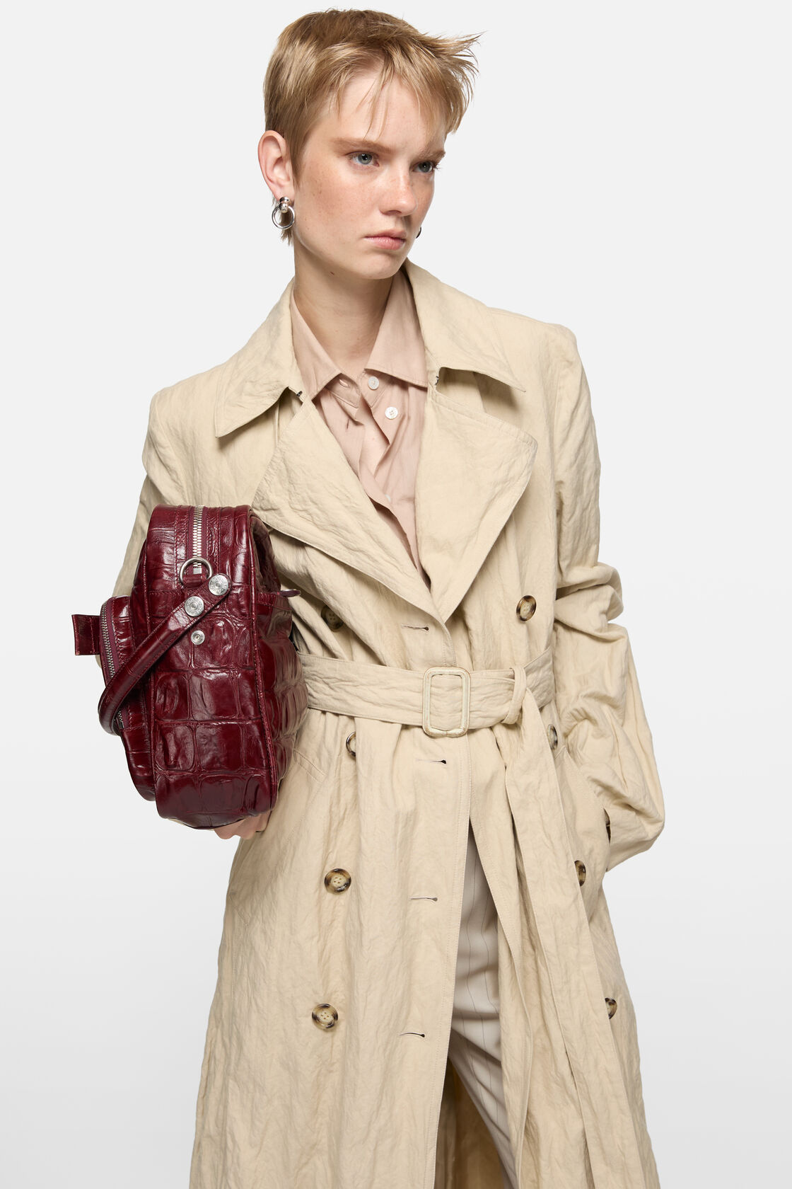 Crinkled trenchcoat, Beige, 2000x