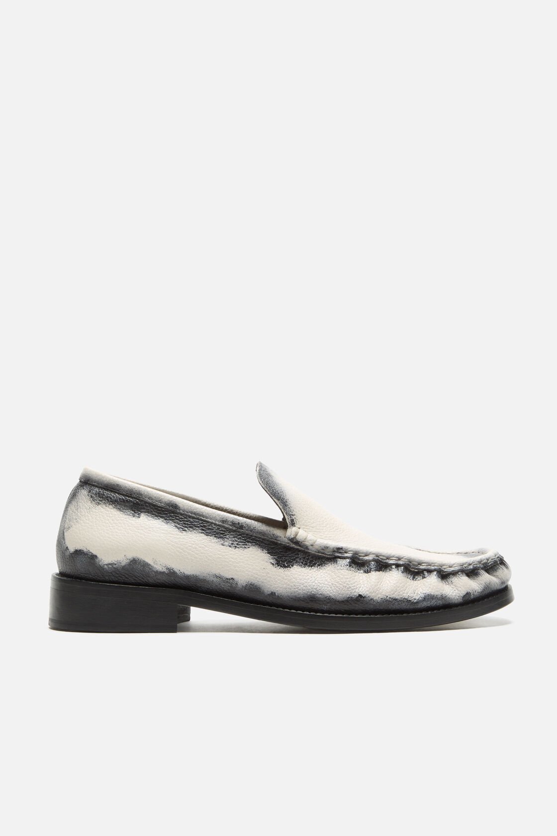 Leather loafers, White/black, 2000x