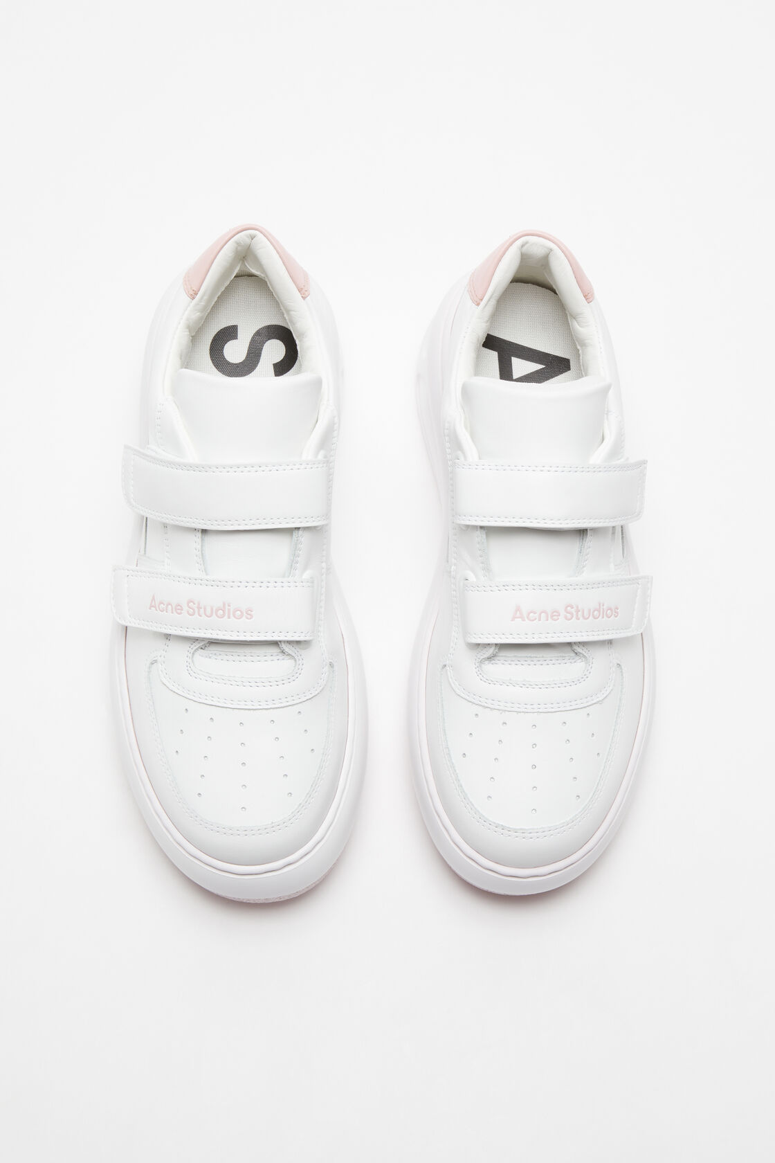 Sneakers con plateau con cinturino in velcro, Bianco ottico/rosa, 2000x