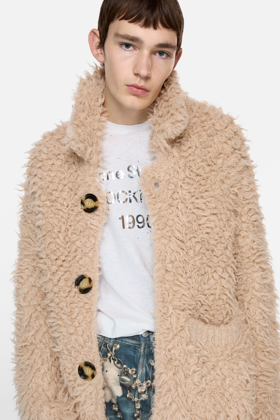 ニットカーディガン, サンドベージュ, 2000x