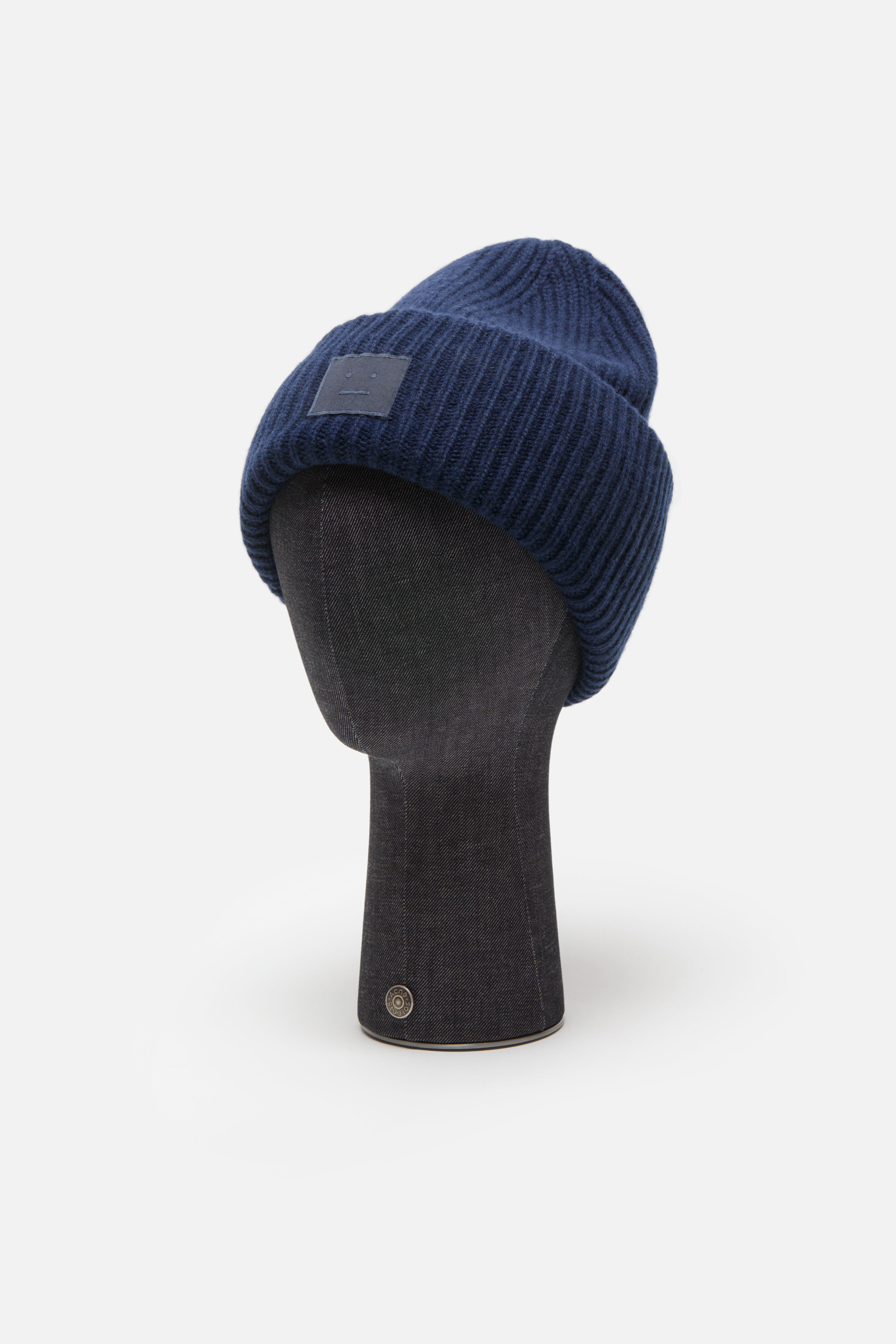 Acne Studios - Large face logo beanie - Yak - Navy melange