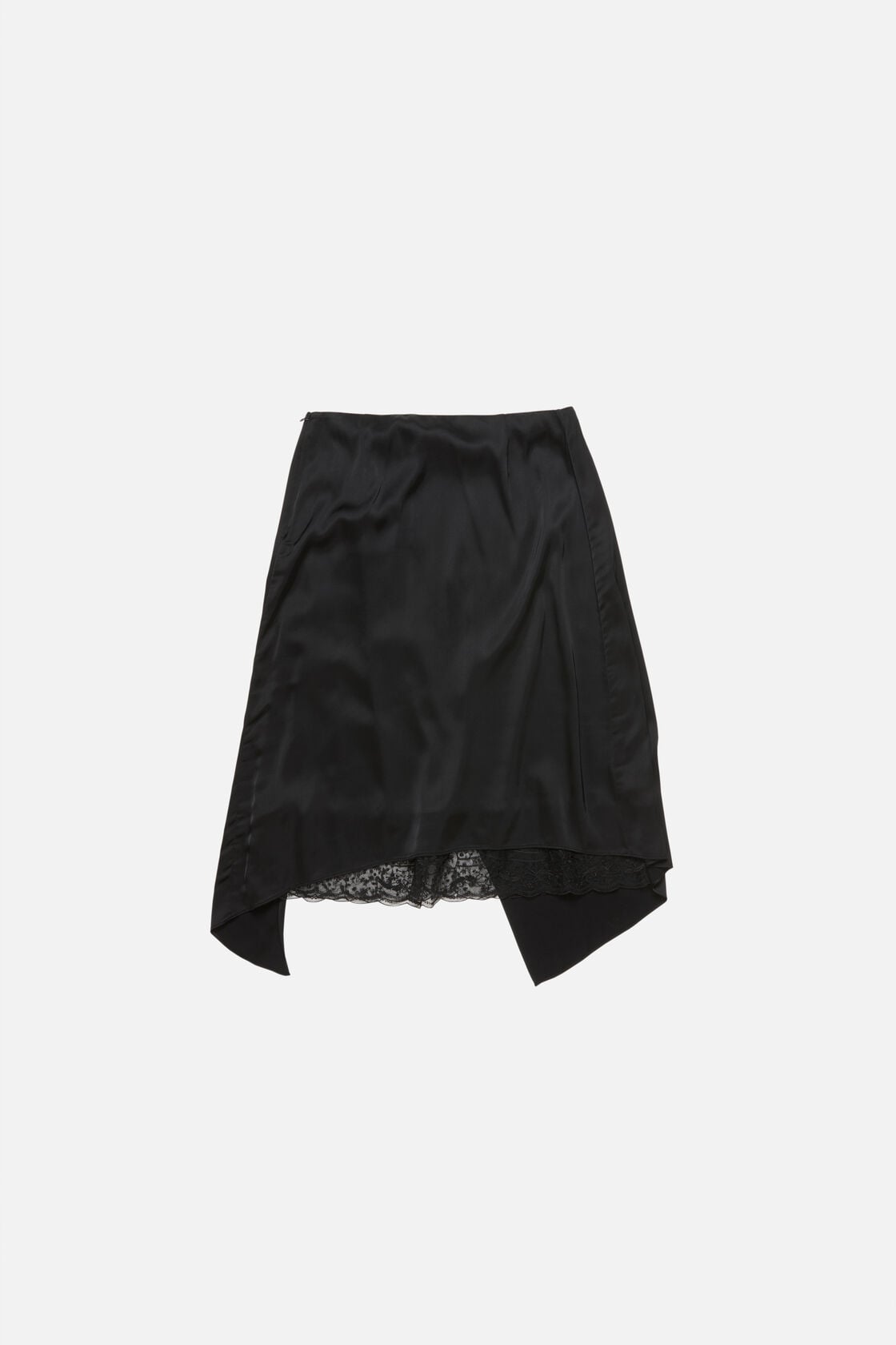 Satin ruffle skirt, Black, 2000x