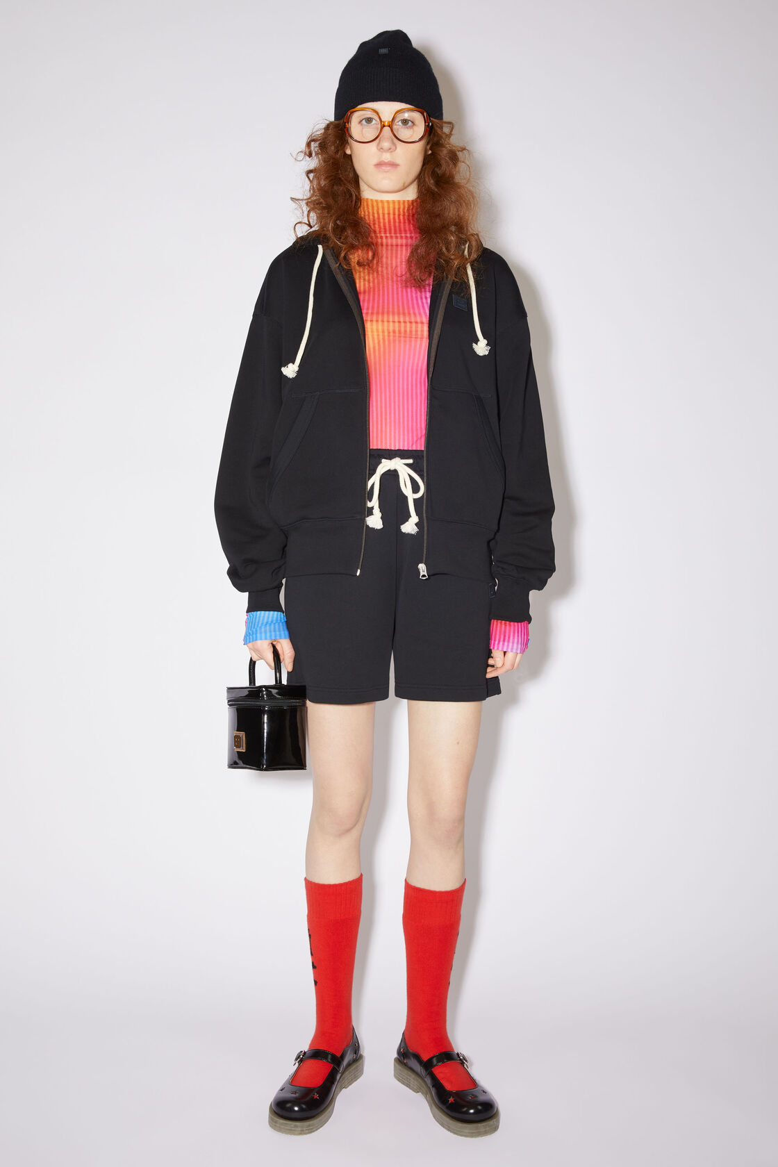 Hooded zippered sweatshirt, Black, 2000x