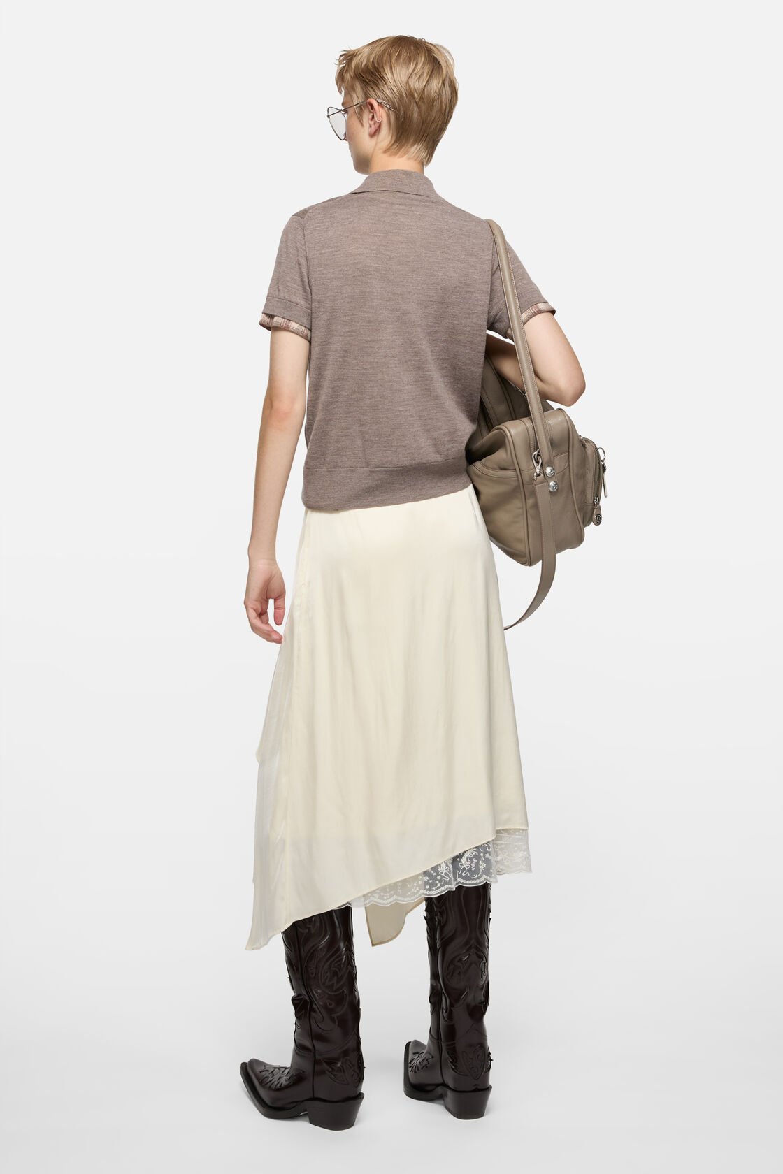 Satin skirt, Cream white, 2000x