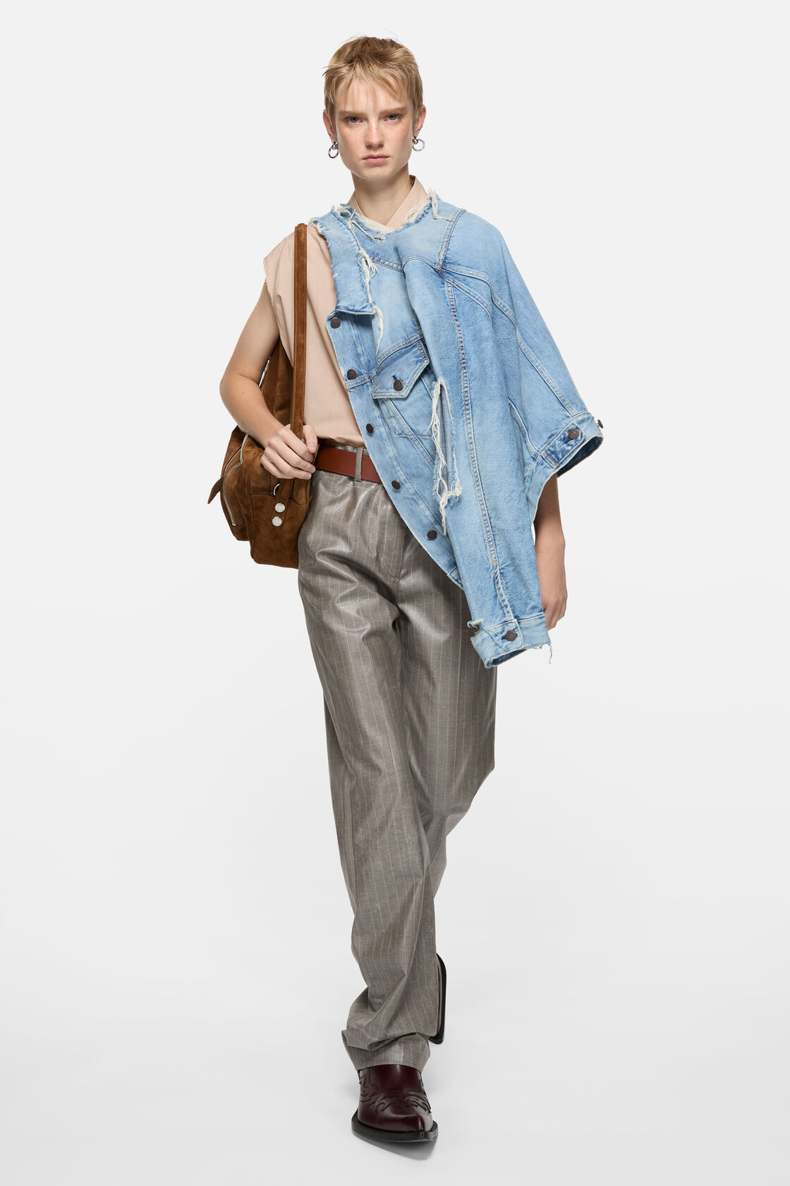 Distressed denim jacket, Light blue, 2000x