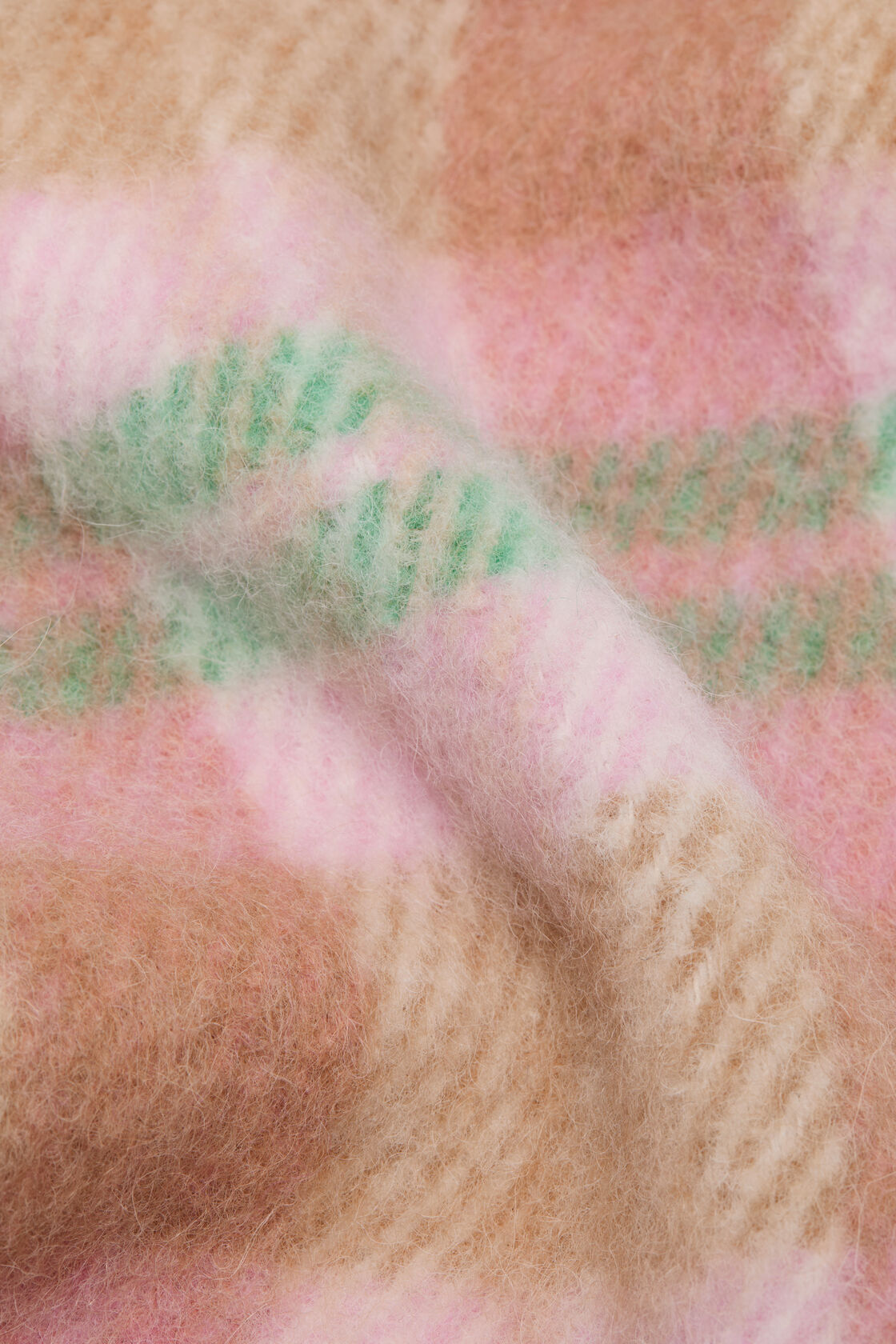 Fringed alpaca-wool scarf, Pastel pink/mint green, 2000x