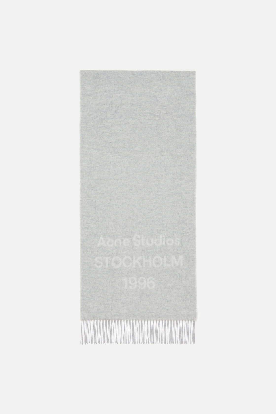 Logo wool scarf, Light Grey Melange / White, 2000x