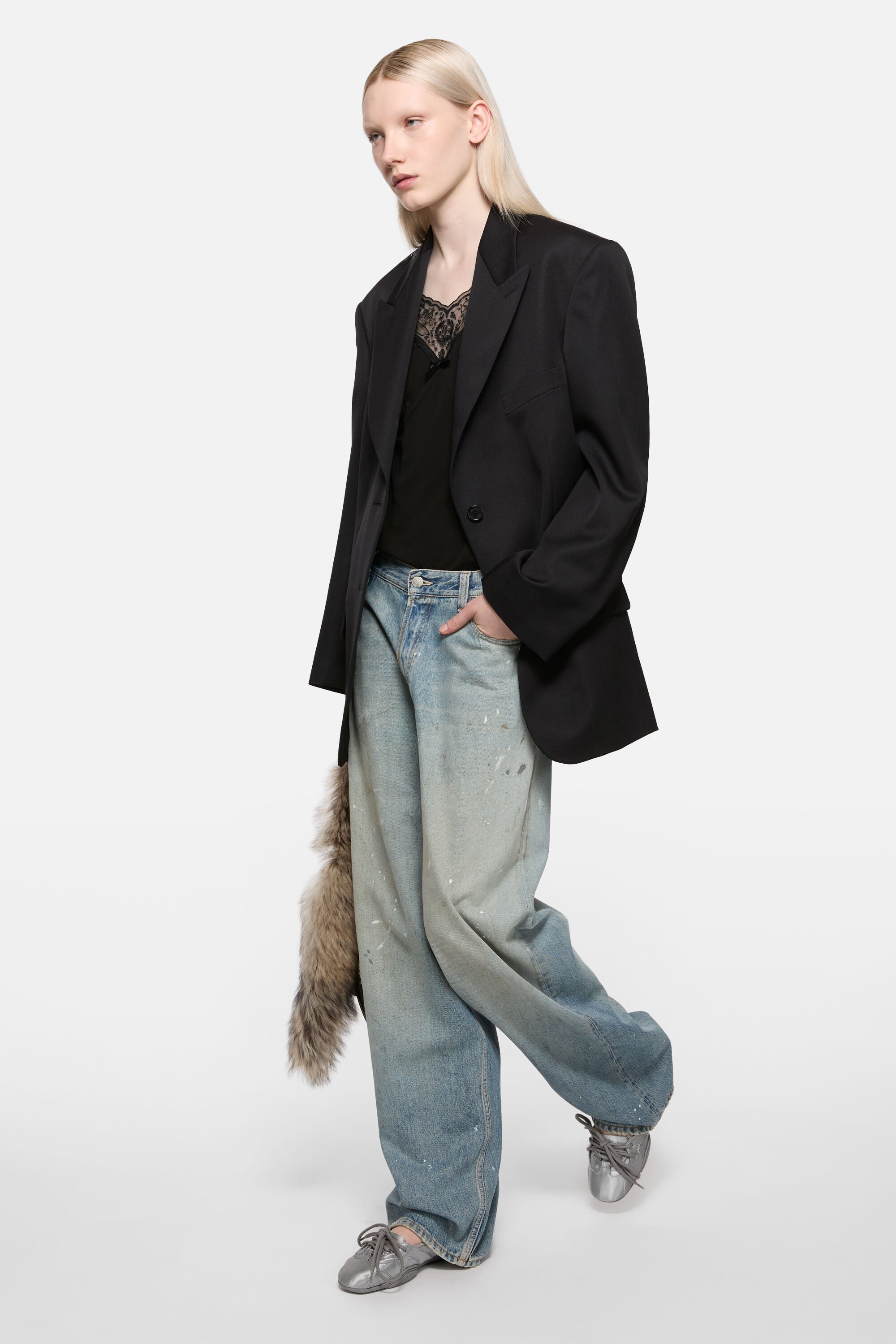 海外正規品★acne studios★ライトグレー最新モデル♪ Acne Studios - レースアップサテンシューズ - ライトグレー