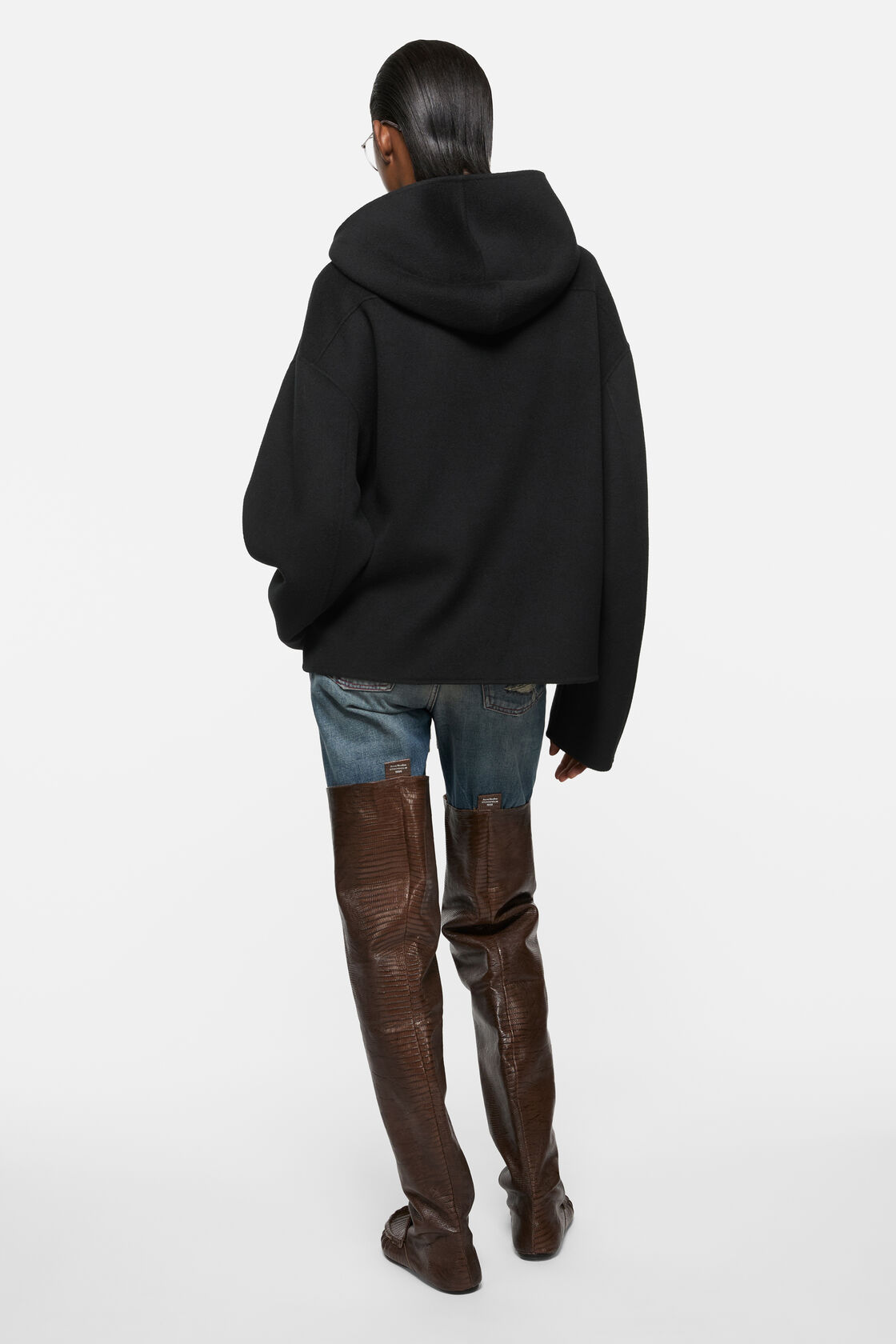 Cashmere jacket with hood, Black, 2000x