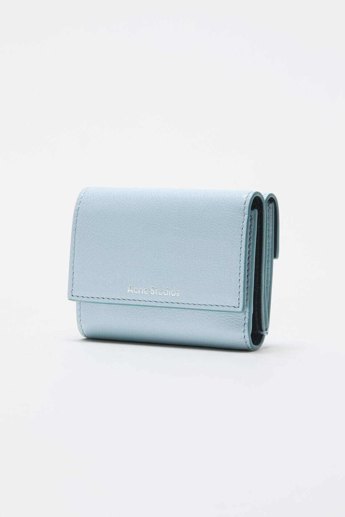 Leather trifold wallet, Dusty blue, 2000x