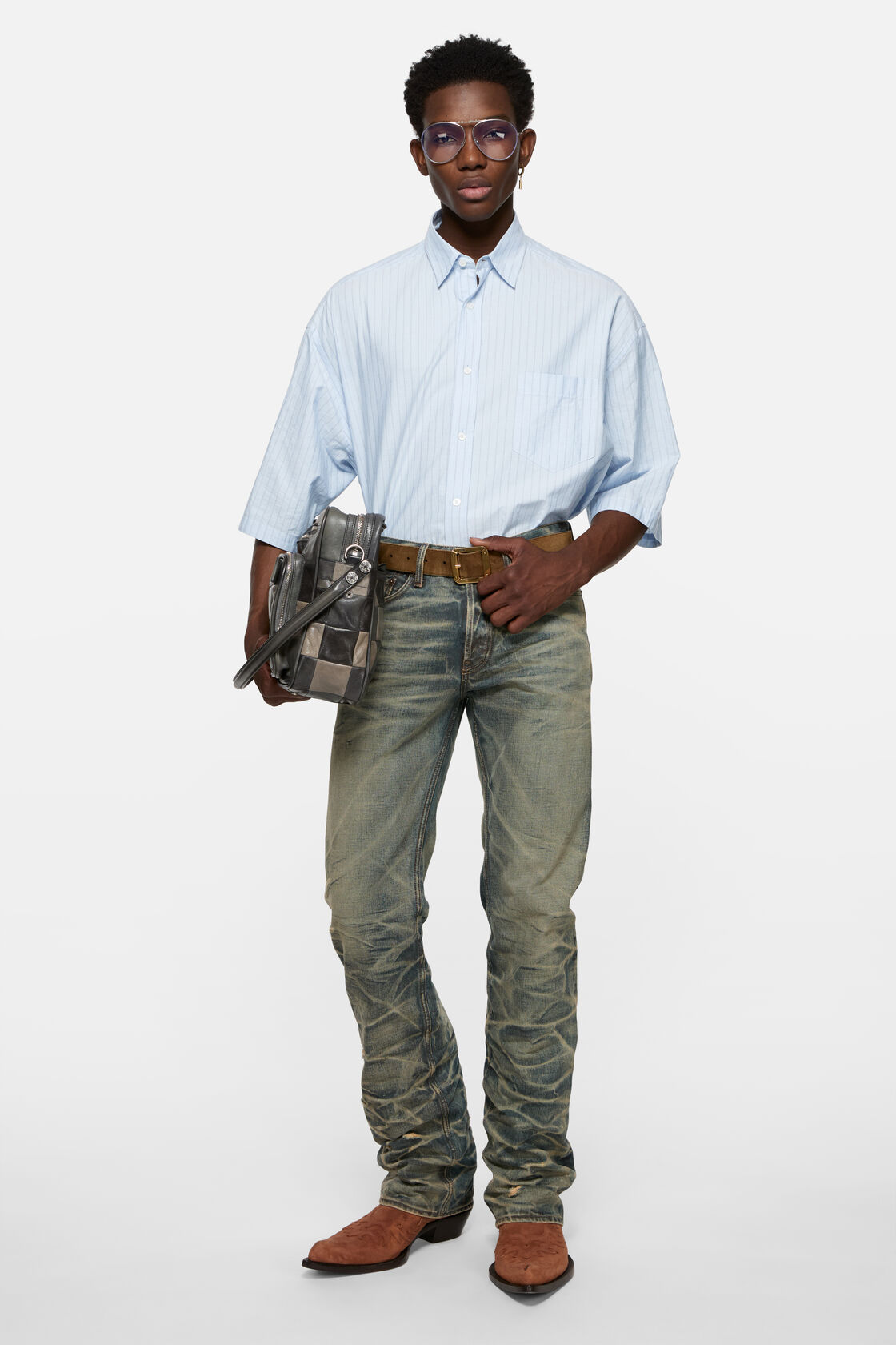 Striped poplin shirt, Baby blue, 2000x