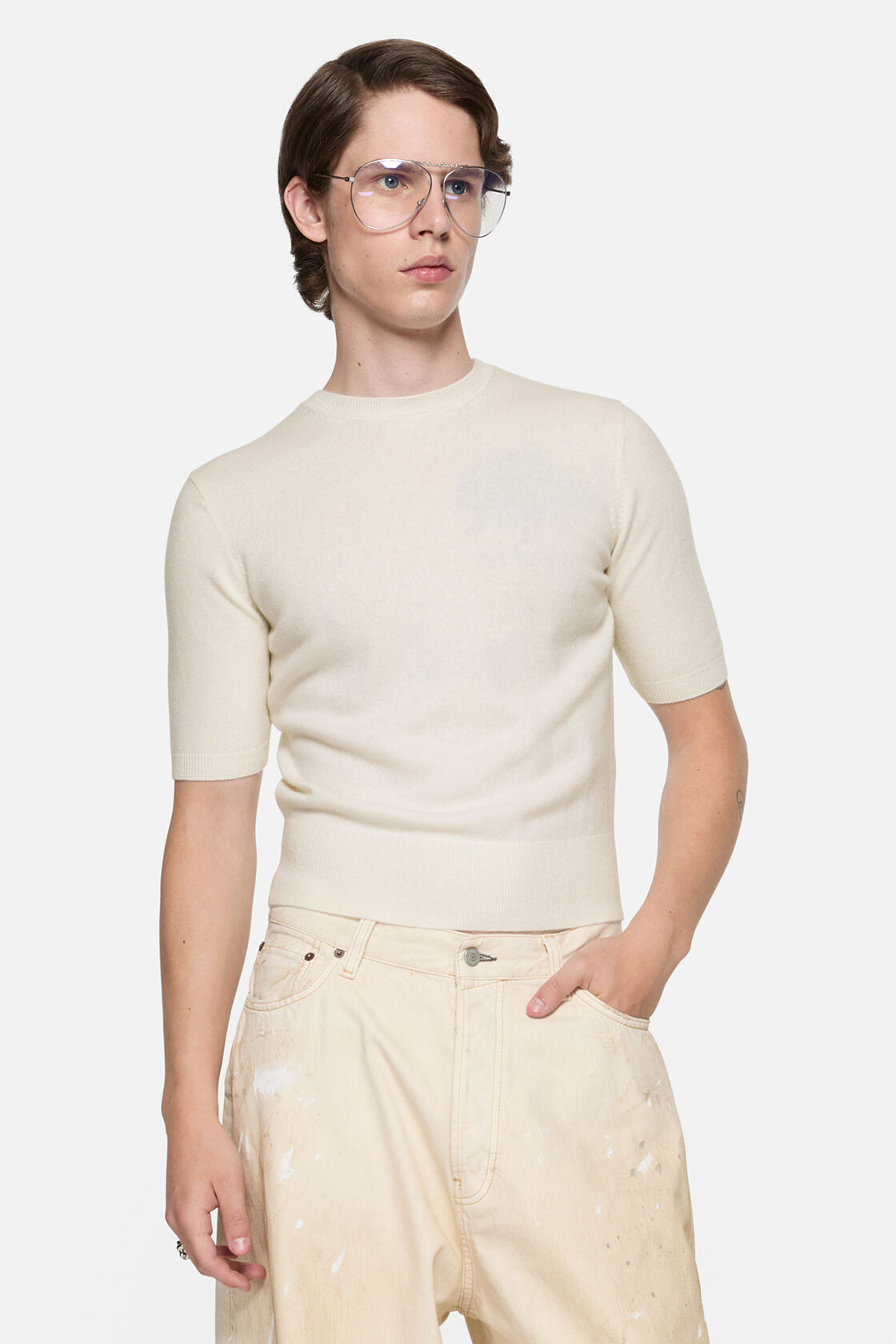 Cashmere logo knit, White, 2000x