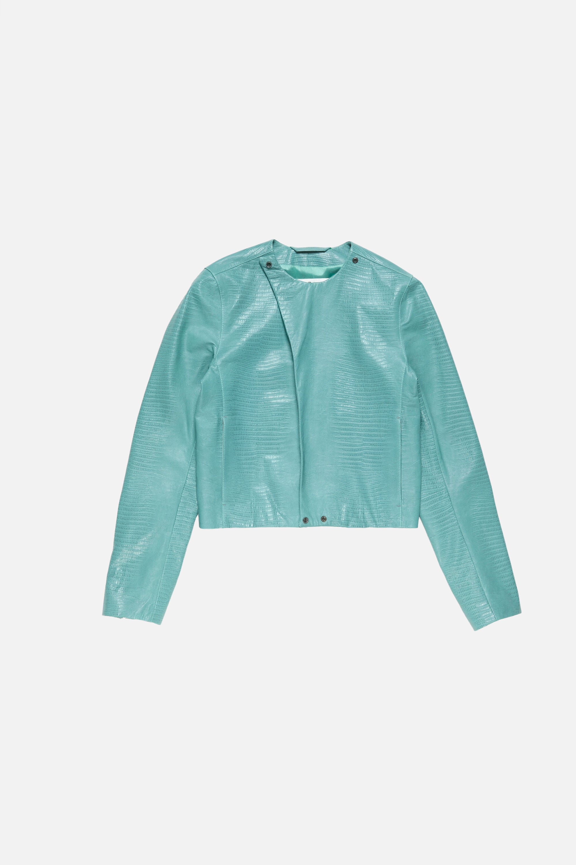 Acne Studios - Lizard leather biker jacket - Azure Blue