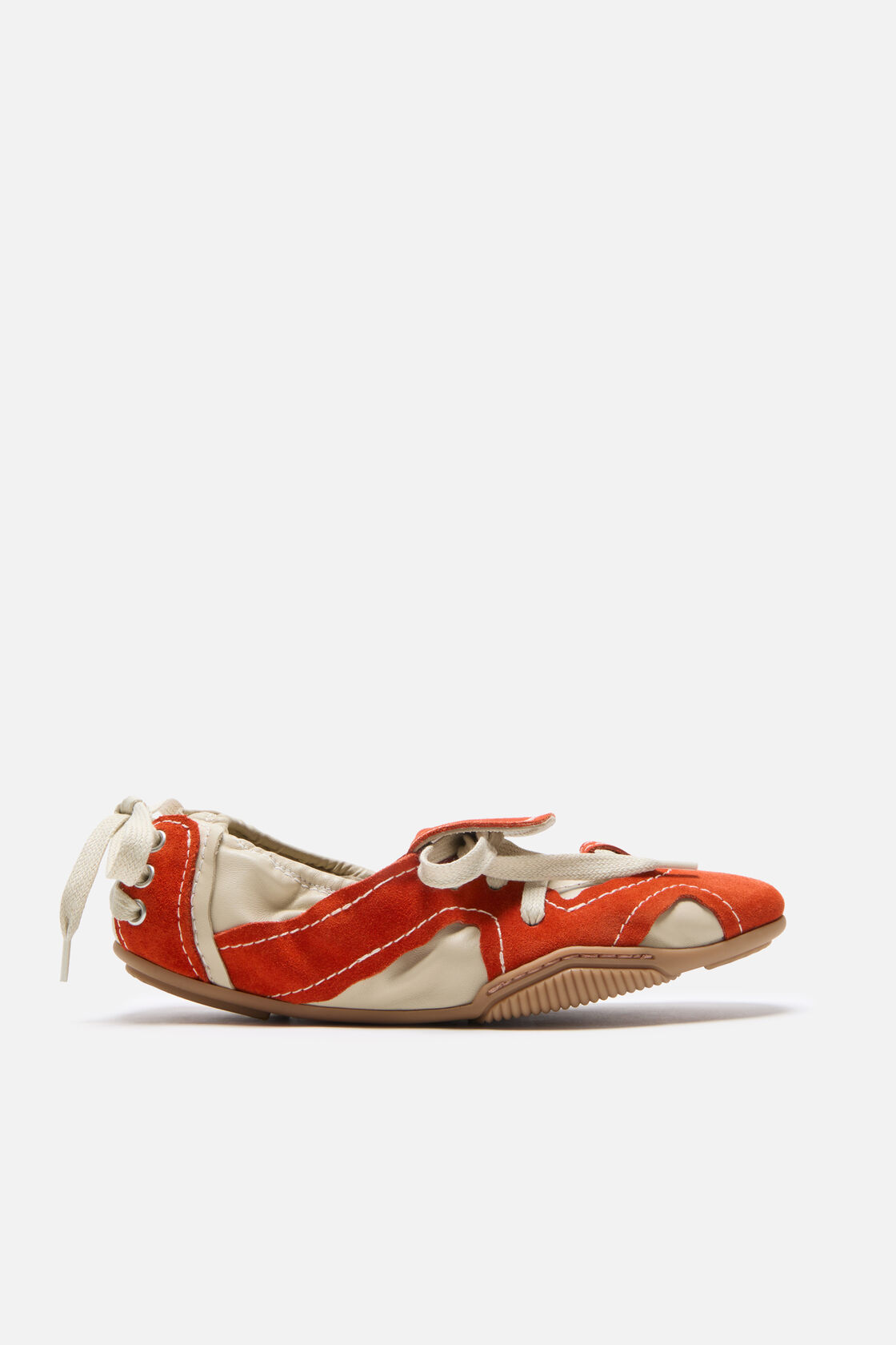 Suede lace-up shoes, Off white/Orange, 2000x